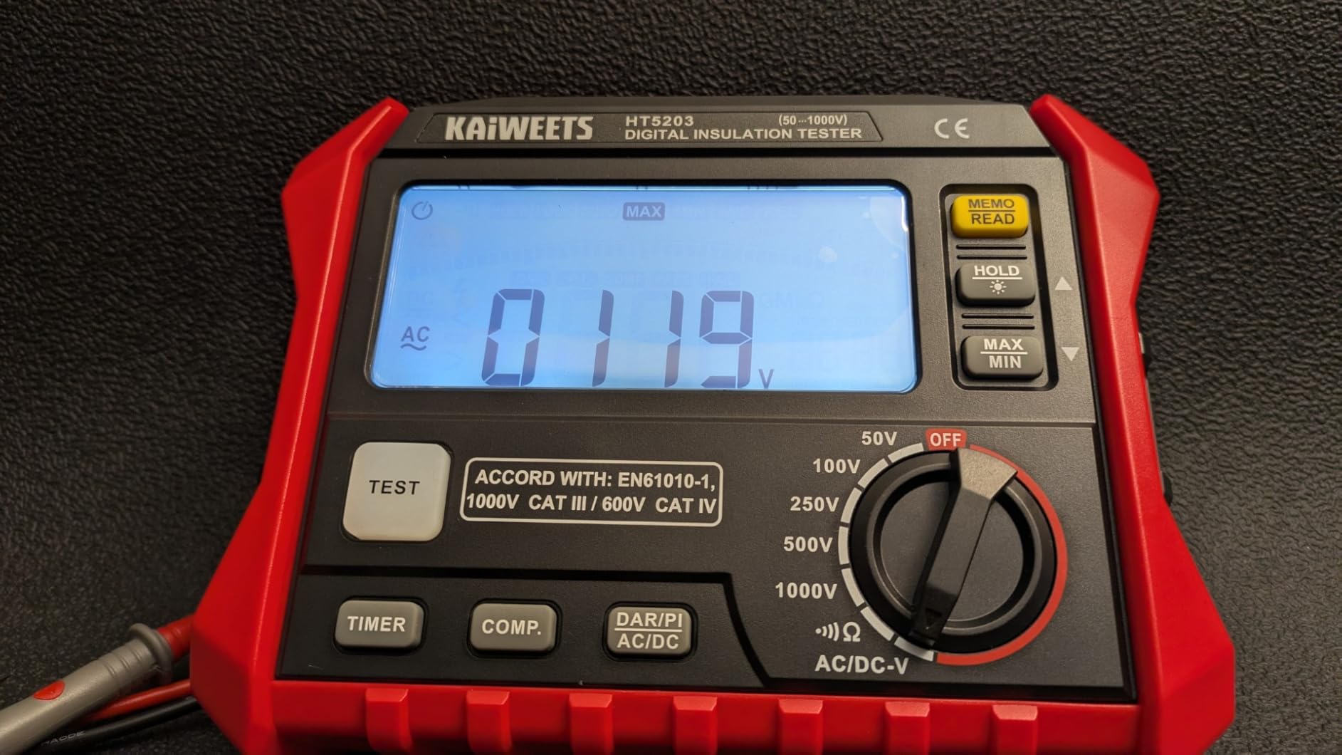 KAIWEETS Megohmmeter Insulation Tester 3MΩ-100GΩ 1000V DAR/PI Pro Ohm Meter customer photo 2