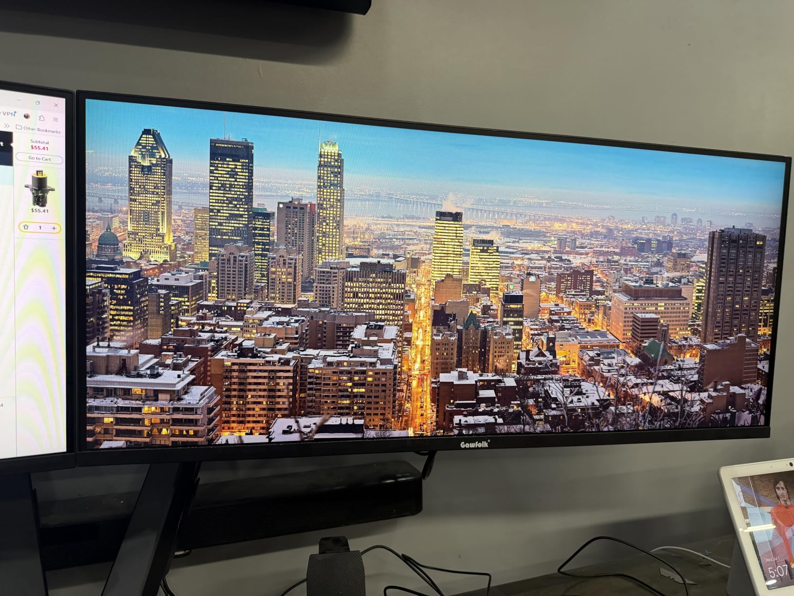 Gawfolk Gaming Monitor 34 inch IPS 120Hz, Ultrawide PC Screen 2560×1080P | Flat Monitor for Home Office Business, DP, HDMI, Wall-Mounted, Black customer photo 1