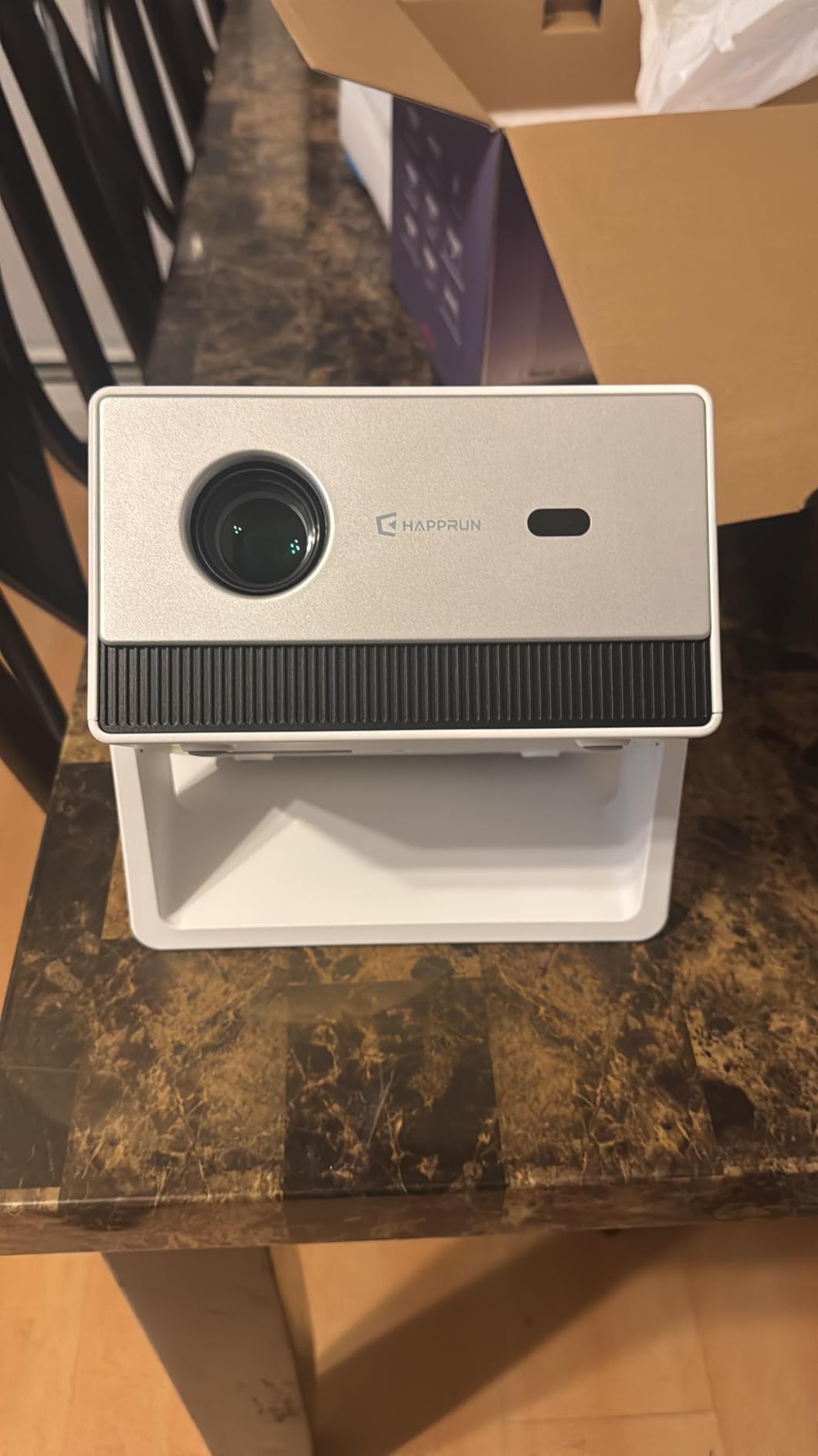 HAPPRUN 1500 ANSI 4K Decoding Outdoor Projector with Built-in Streaming App | Smart Projector with WiFi and Bluetooth, 270° Stand, Electric Focus & Keystone, Dolby Audio for Indoor & Outdoor Movies customer photo 1