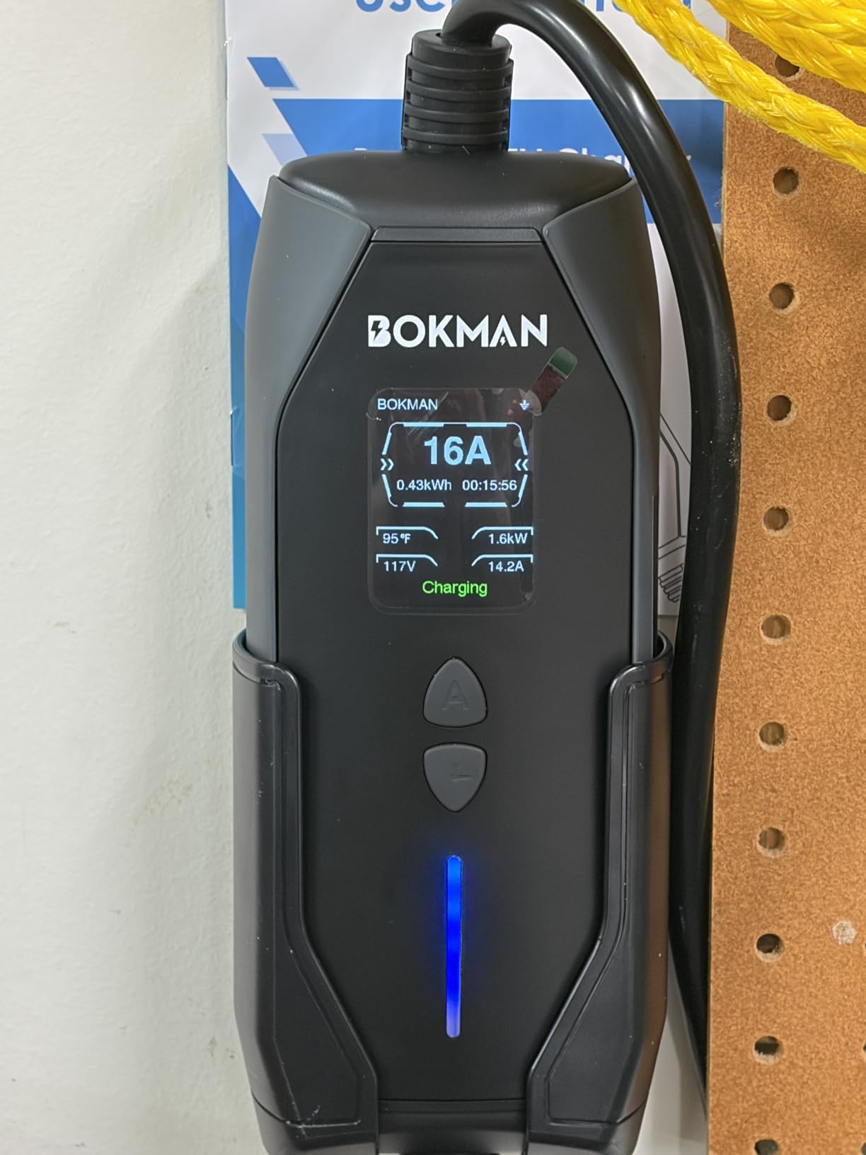 bokman Portable Level 1&2 EV Charger, 16A 20ft, NEMA 6-20P/5-15 Adapter customer photo 2