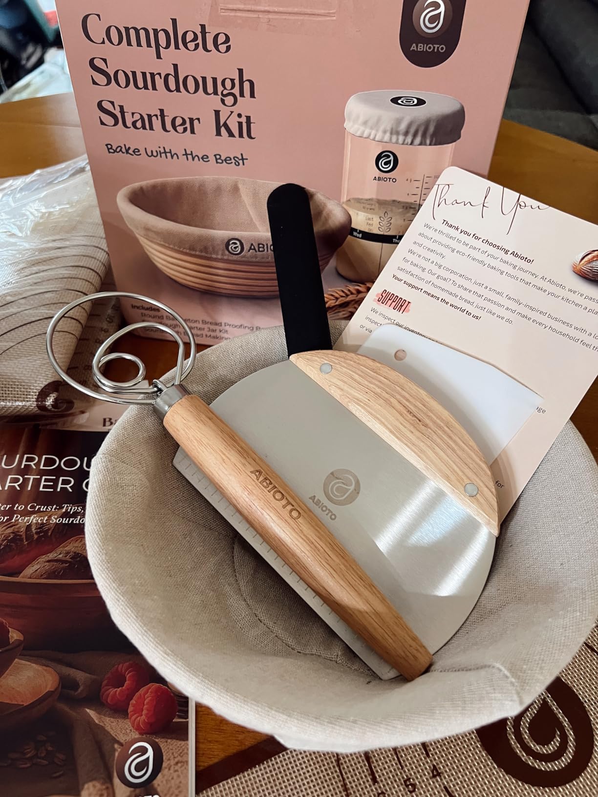 ABIOTO Sourdough Starter Kit with Banneton Bread Proofing Basket, 21 Pieces customer photo 1