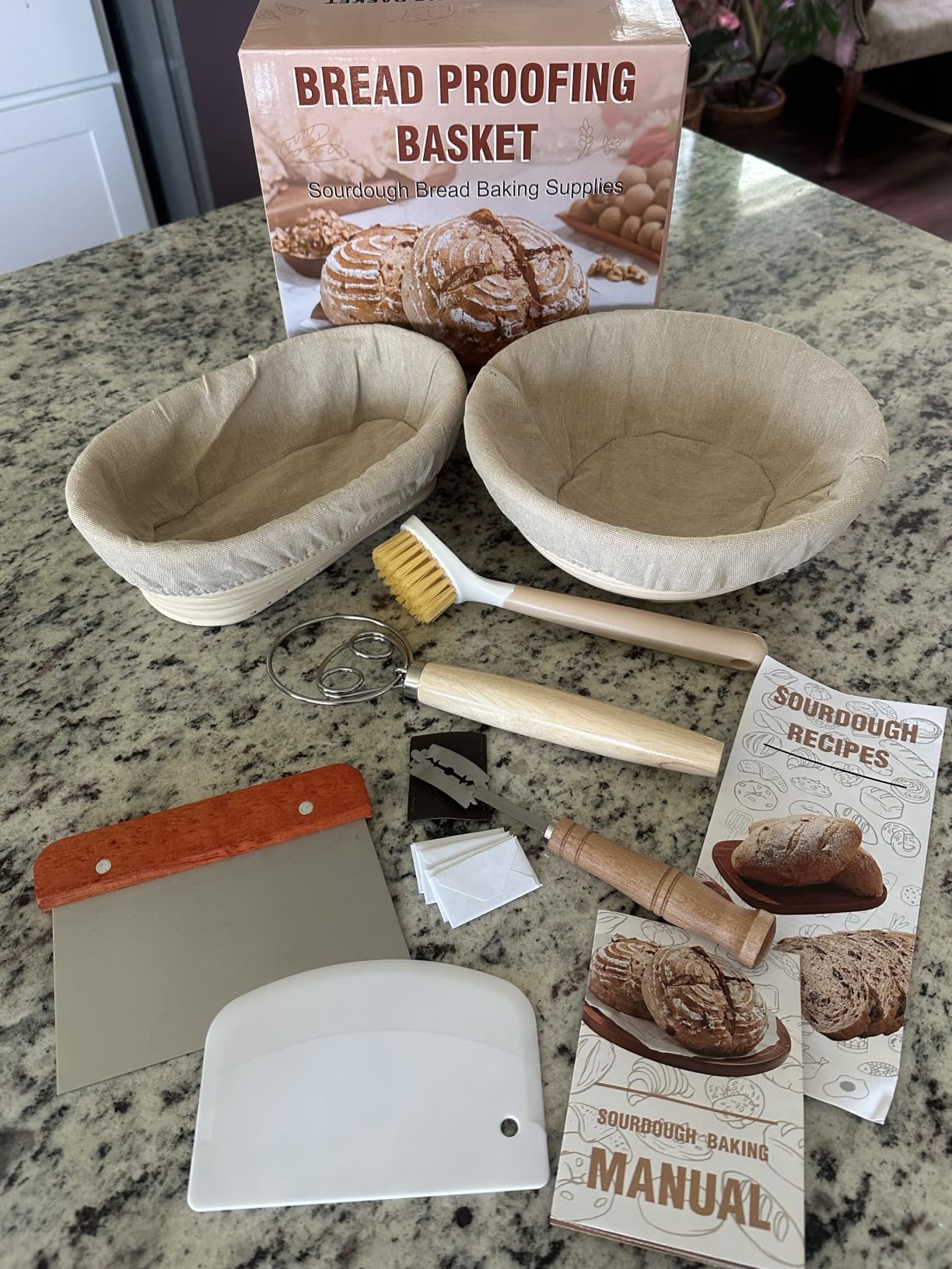EWFEN Sourdough Starter Kit with Round & Oval Banneton, Complete Sourdough Bread Baking Supplies, Bread Proofing Basket with Starter Jar, Bread Making Tools Kit for Beginners & Bakers customer photo 2