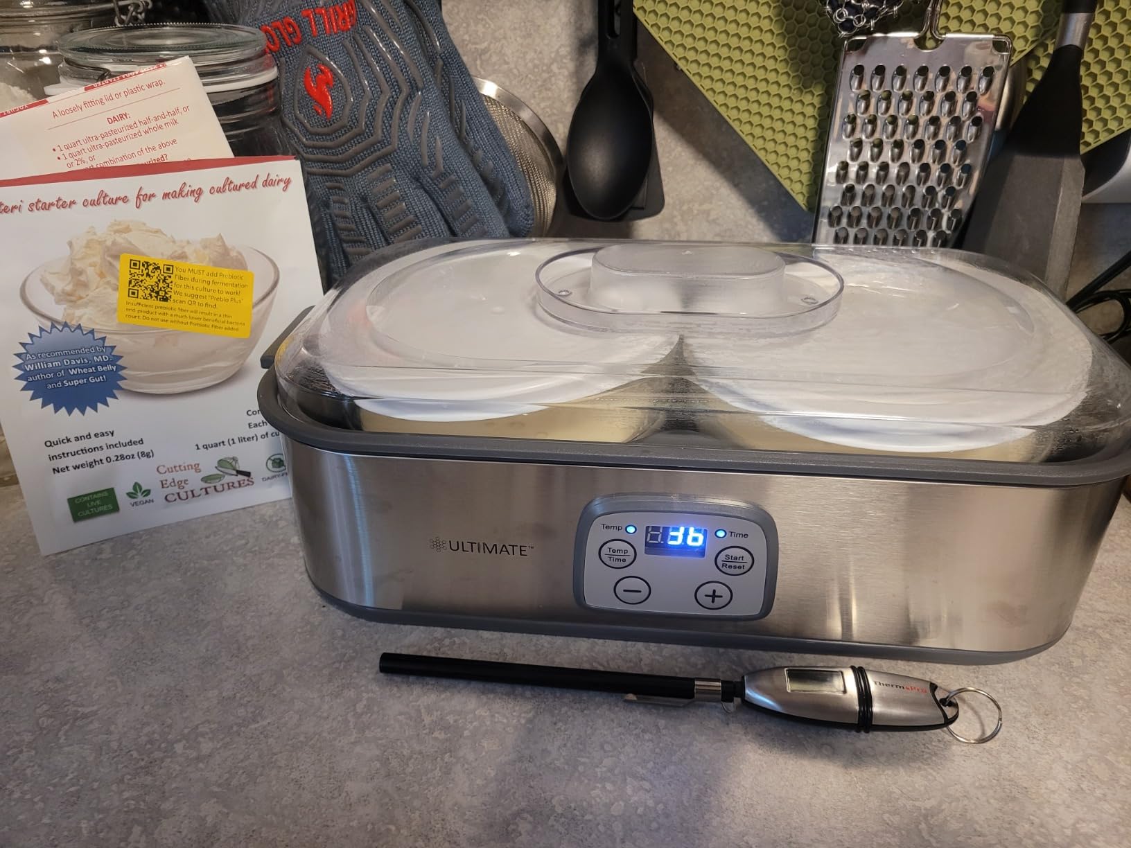 Ultimate Probiotic Yogurt Maker XL with 50% More Capacity, Adjustable Time & Temp Control, Make Trillions of Live Probiotics at Home to Support Gut Health, UNLIMITED LIFETIME WARRANTY (12-Jar Model) customer photo 1