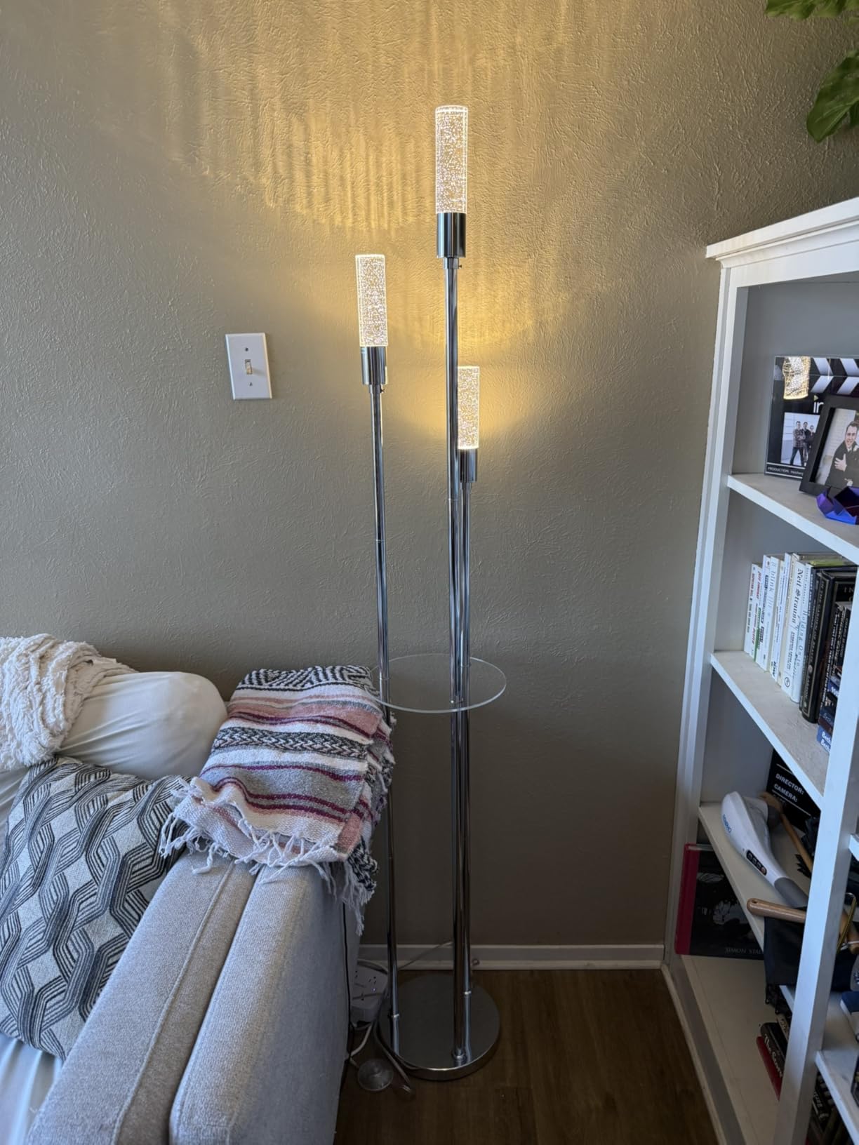 Modern Gold Floor Lamps for Living Room, Bubble Crystal Floor Lamp with Shelves, Built-in LED Lights, Brass Standing Lamps with Foot Switch, Corner Tall Floor Lamp for Bedroom, House Decor customer photo 1