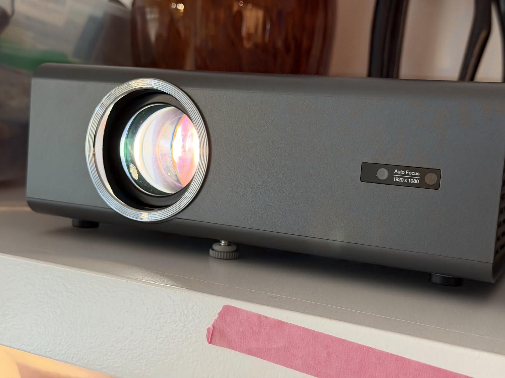 Smart Projector with WiFi and Bluetooth, Proyector-4K with Official Apps, AI Auto Focus 50W Dolby Quiet, Kogata Indoor Outdoor Projector Ceiling for Bedroom, Backyard, Camping customer photo 2