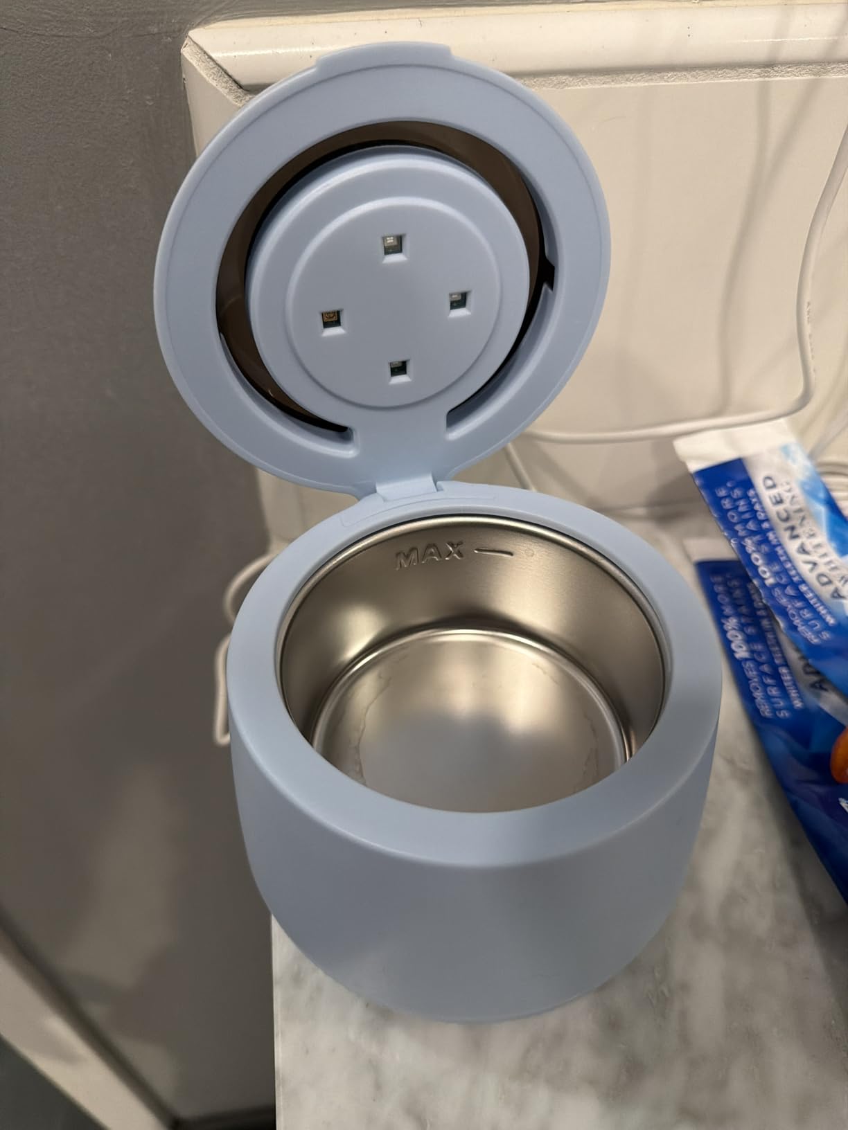 Ultrasonic Retainer Cleaner Machine, Dynamic 42-48kHz Dental Cleaning Pod with Digital Timer, 200ml Mouth Guard Cleaner Pod for Aligners, Night Guards, Dental Trays, Braces & Toothbrushes(White) customer photo 2
