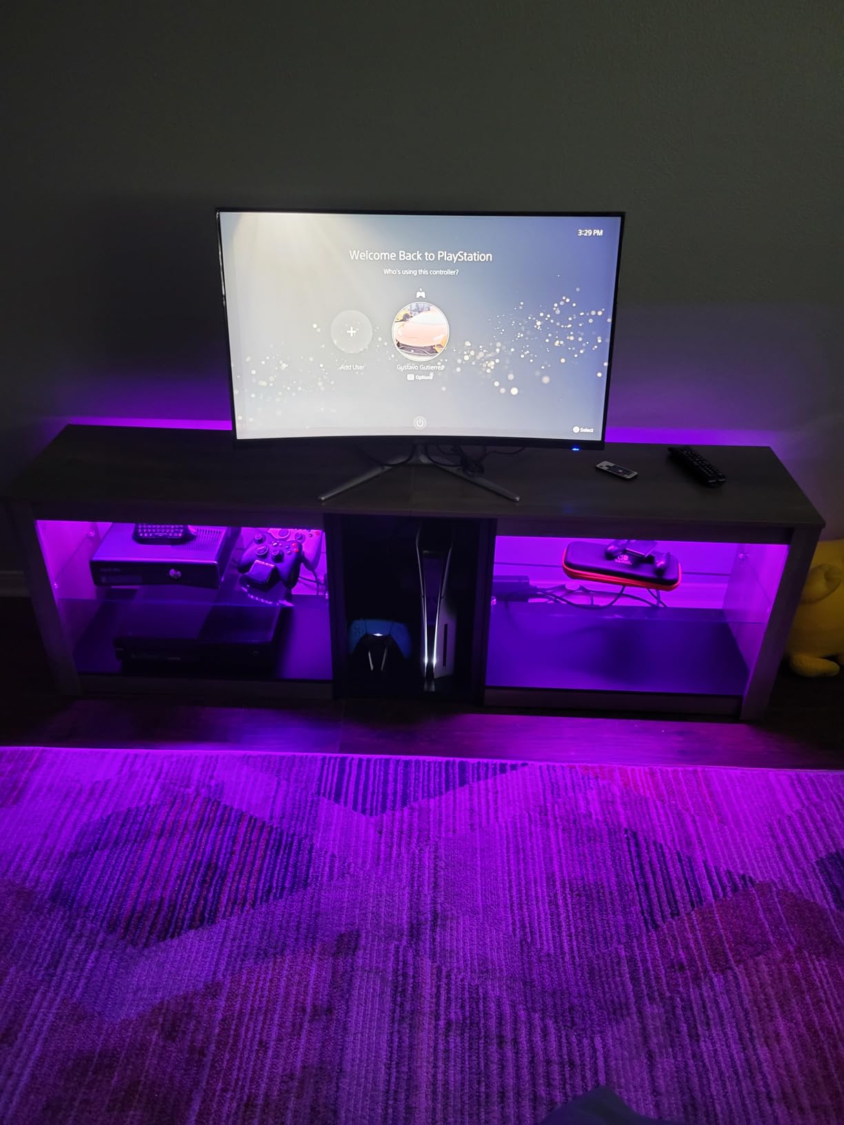 Bestier 80 Inch TV Stand for 85 Inch TVs, Modern Open Entertainment Center with LED Lights & Adjustable Shelves, Media Console for Gaming Setup and Home Theater (White) customer photo 2