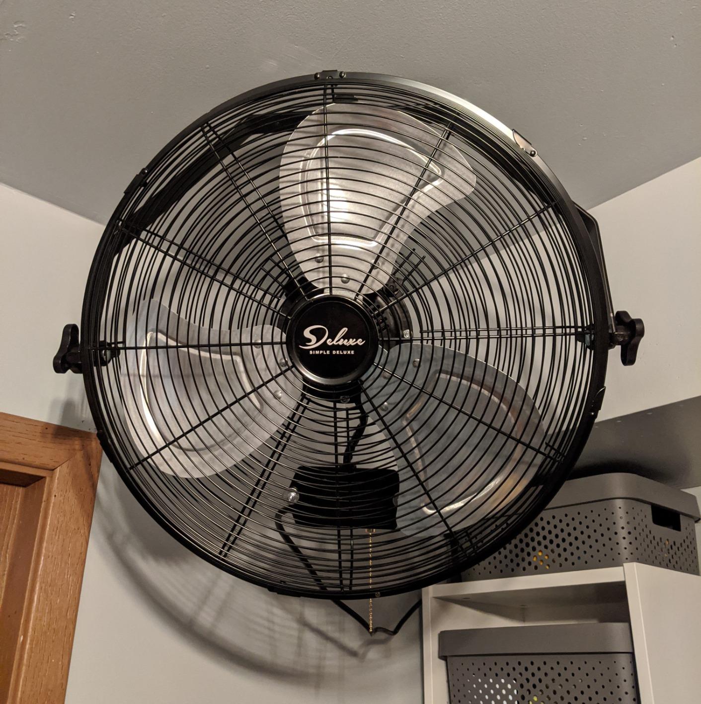 Simple Deluxe 18 Inch Industrial Wall Mount Fan, Max 4200 CFM 3 Speed Commercial Ventilation Metal Fan for Warehouse, Greenhouse, Workshop, Patio, Factory and Basement - High Velocity Black customer photo 1