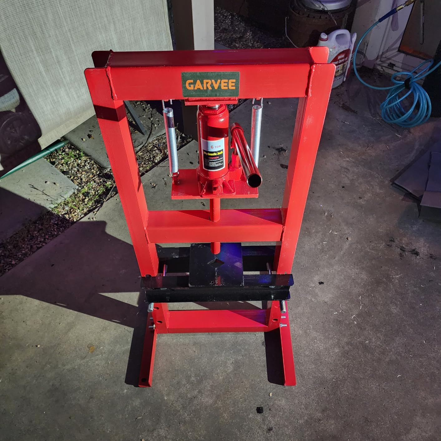 GarveeTech 6 Ton Hydraulic Shop Press, H-Frame, 4-Hold Adjustable Height, with Movable Plates and Dust Cover, for Garage or Professional Users, Red customer photo 2