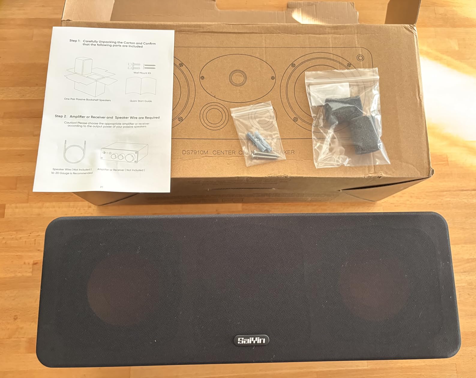 Saiyin Center Channel Speaker for Home Theater Surround Sound System | Silk-Dome Horn Tweeter, 5 inch Woofer, Gold-plated Terminals, Dual Bass Reflex Ports, Speaker Wires not Included customer photo 1