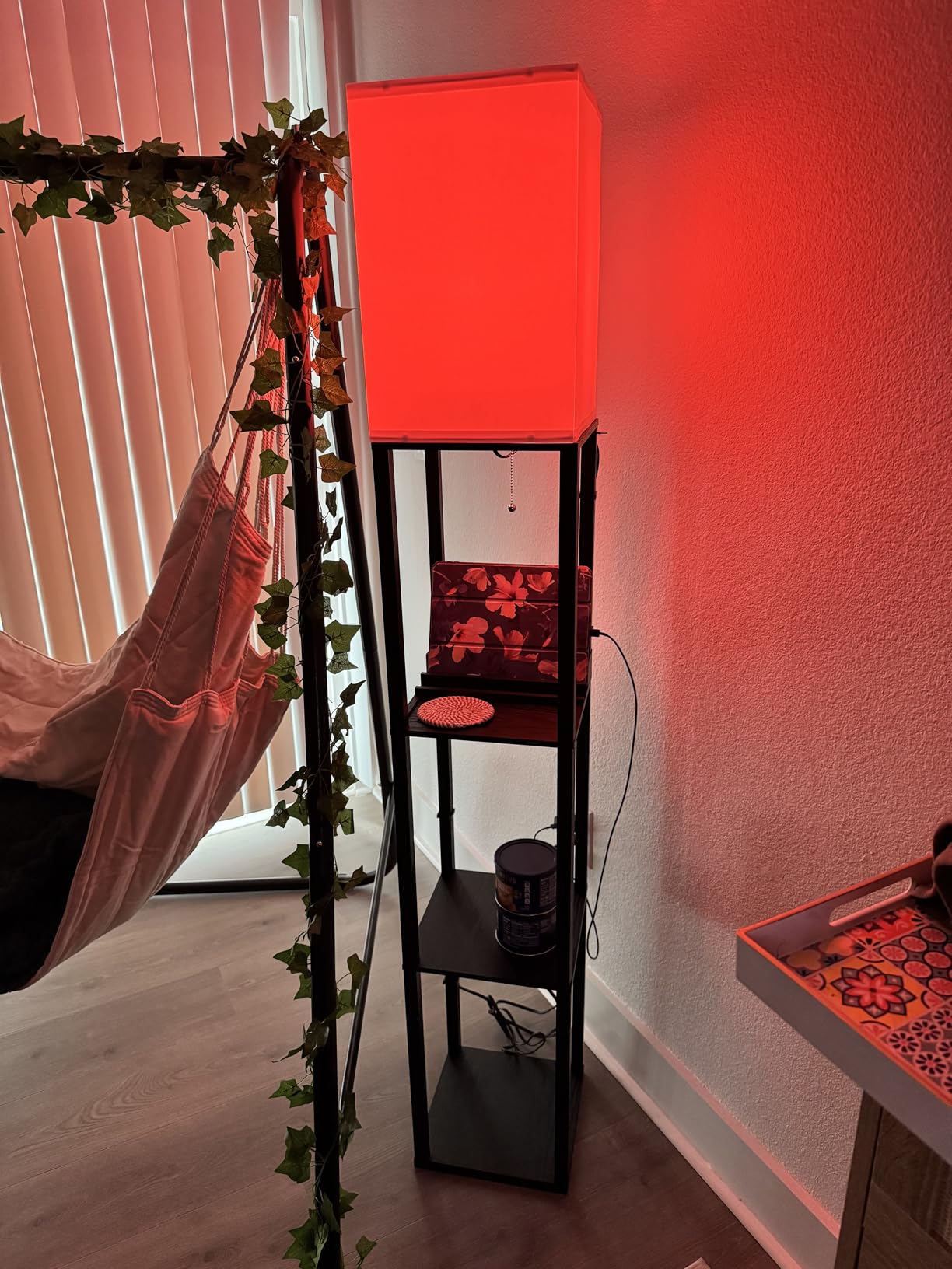 SHINE HAI Floor Lamp with Shelves, 3-Tier Square Modern Shelf Lamp | 3CCT Bright Bulb Included, Tall Standing Lamps for Living Room Bedroom Office customer photo 1