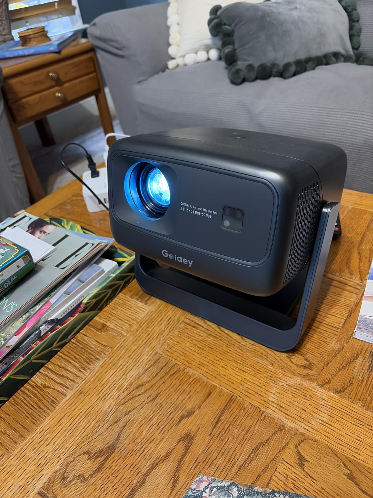[4500 Brightness/Built in Apps/65W Audio] Outdoor 4K-Projector with WiFi and Bluetooth 5.4, Auto Focus Smart Projector Support Dolby Audio, Upgrade GO2 Short Throw Projector with 360°Stand customer photo 2