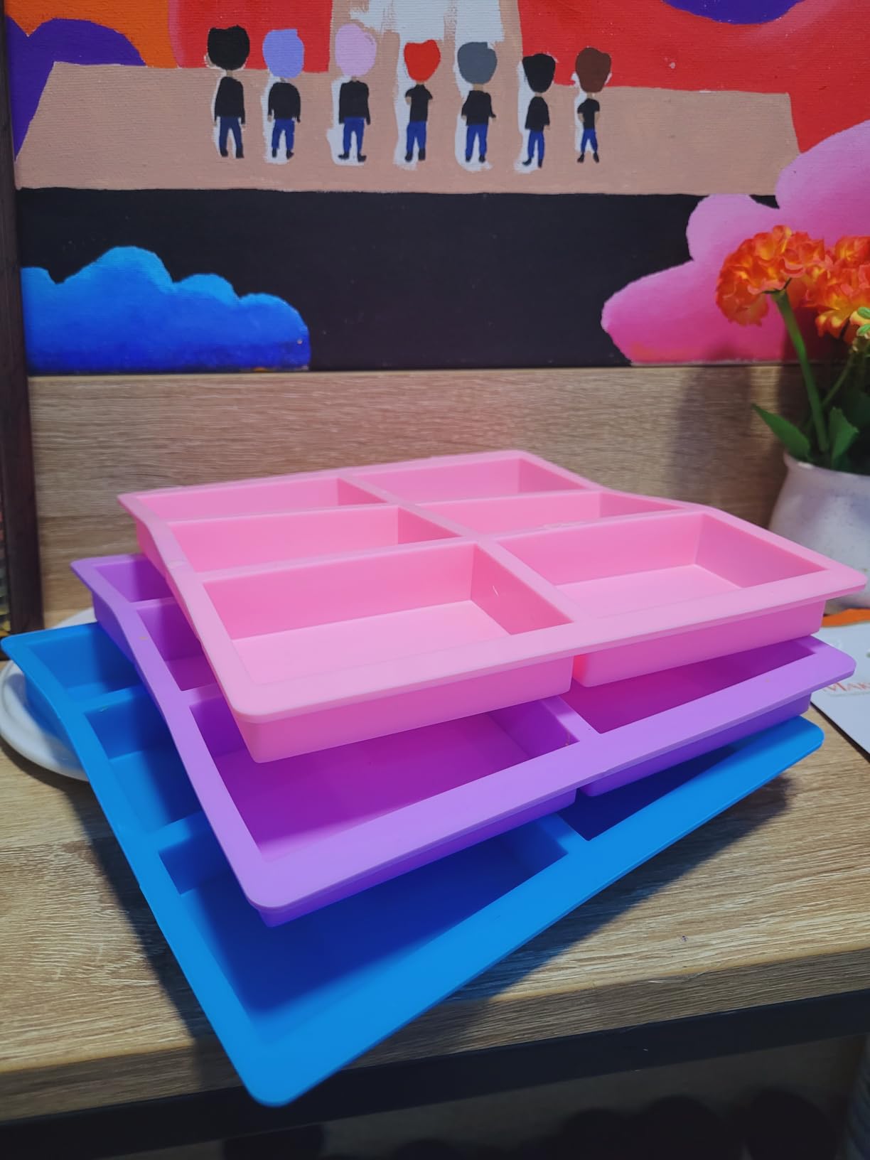 SJ 42 oz Soap Making Kit with Pink Silicone Loaf Mold, Wooden Box & Cutters customer photo 1