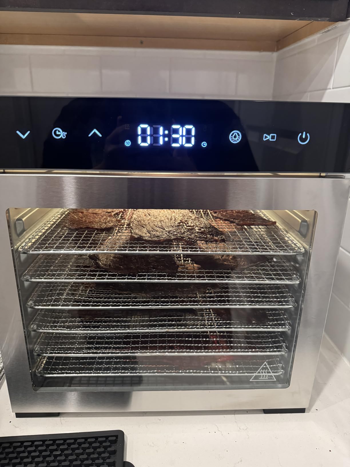 OLIXIS Food Dehydrator Machine, 500W Jerky Dehydrators with 8 Stainless Steel Large Trays, 185°F Temperature Control & 24H Timer Food Dryer for Fruit Meat Herb Dog Treats, Silver customer photo 1