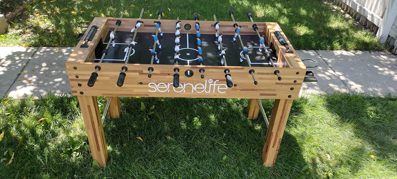 SereneLife 48in Foosball Table, Competition Size Soccer Game Table for Kids and Adults, Home Game Room Arcade Set, Leveling Legs, Engineered Wood, Chrome Steel Rods, 2 Balls, 2 Cup Holders customer photo 2