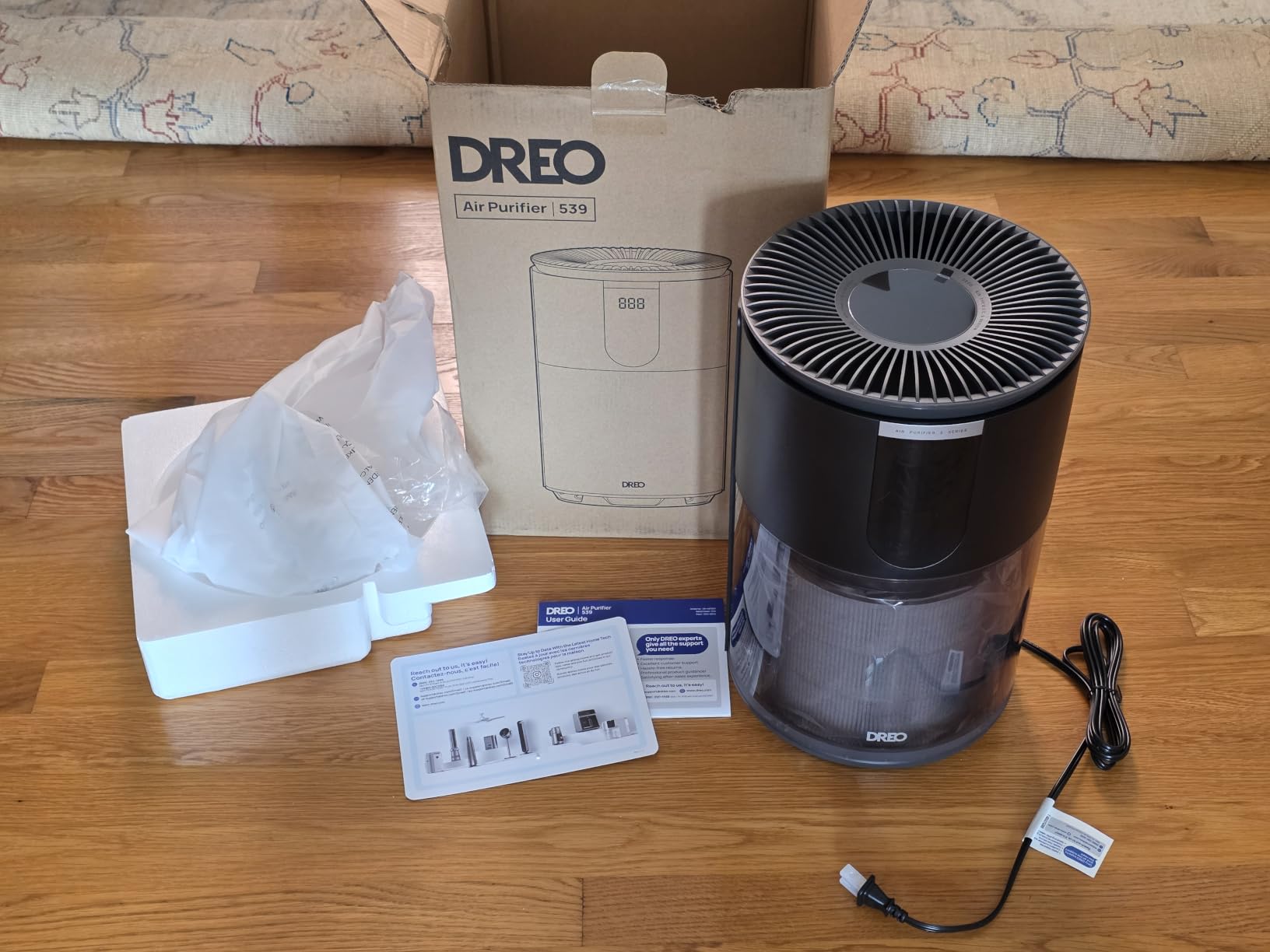 DREO Smart Air Purifier for Home, Up to 1176 ft², HEPA Sleep Mode, Air Cleaner for Large Rooms & Bedrooms, Wi-Fi/Voice/Alexa, Pets, Smoke, Dust, Pollen & Odors, PM2.5 Monitor, DR-HAP009S (Dreo 539S) customer photo 1