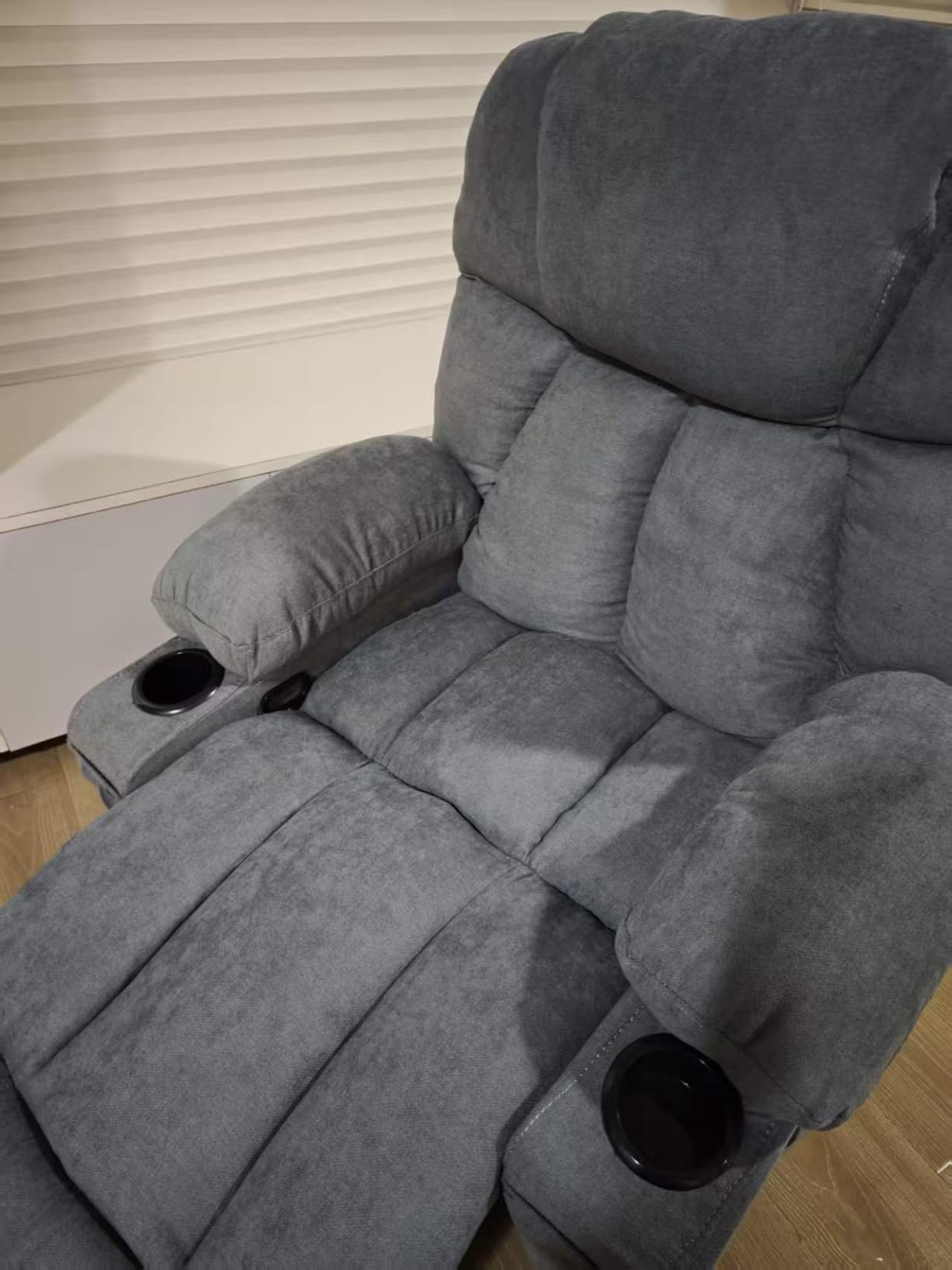 Massage Rocker Recliner Chair for Living Room, Vibration Massage Heat, Grey | USB Charge Port, 4 Pockets, 2 Cup Holders, Ergonomic Comfy Recliners, Sofa Chair, Reading & Bedroom Chair customer photo 1