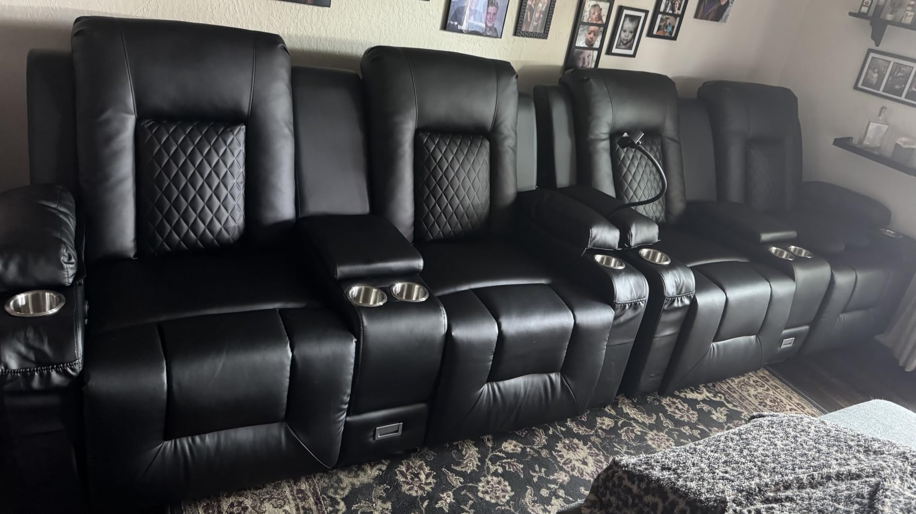 Power Loveseat Recliner, Wall Hugger RV Reclining Loveseat with Console | Recliner Couch with Bluetooth Speaker, Built-in Outlet, LED Lights for RV Recliner Furniture & Home Theater Seating customer photo 1