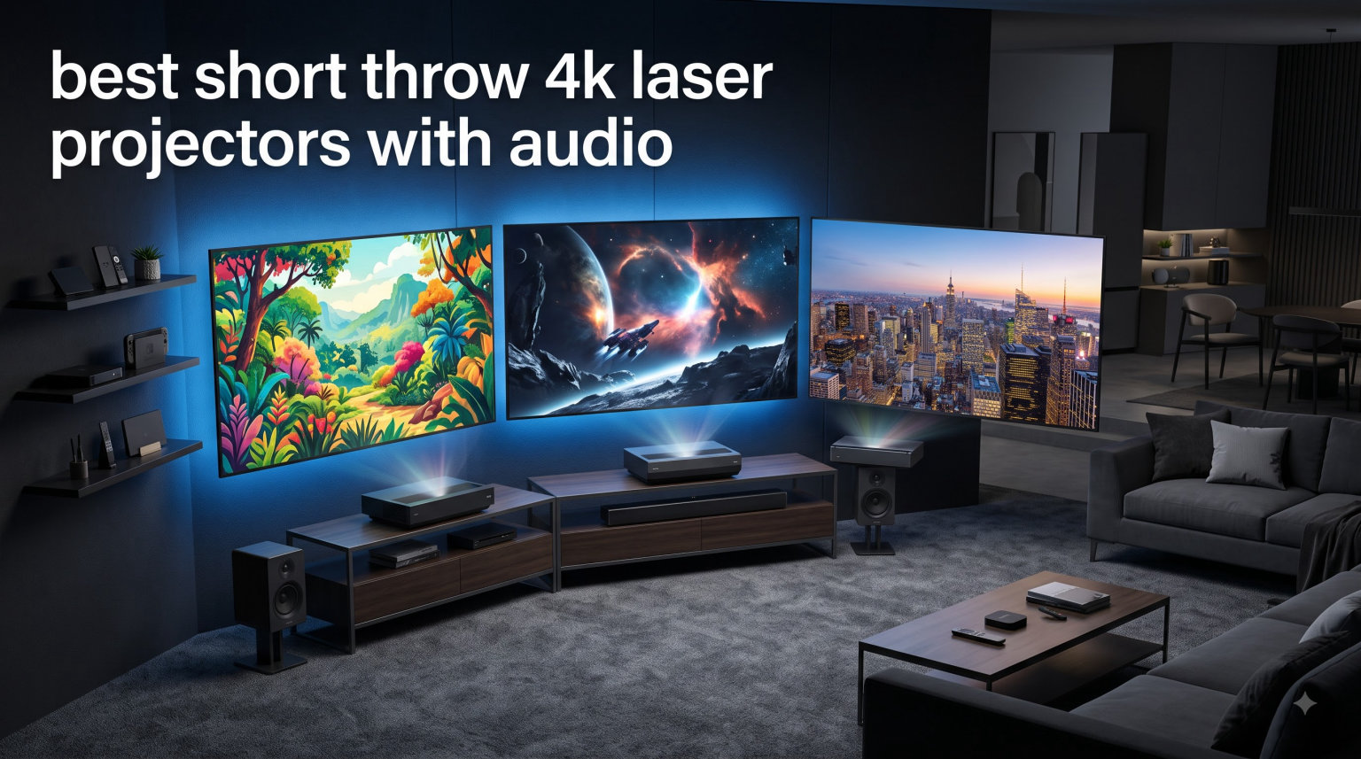 best short throw 4k laser projectors with audio