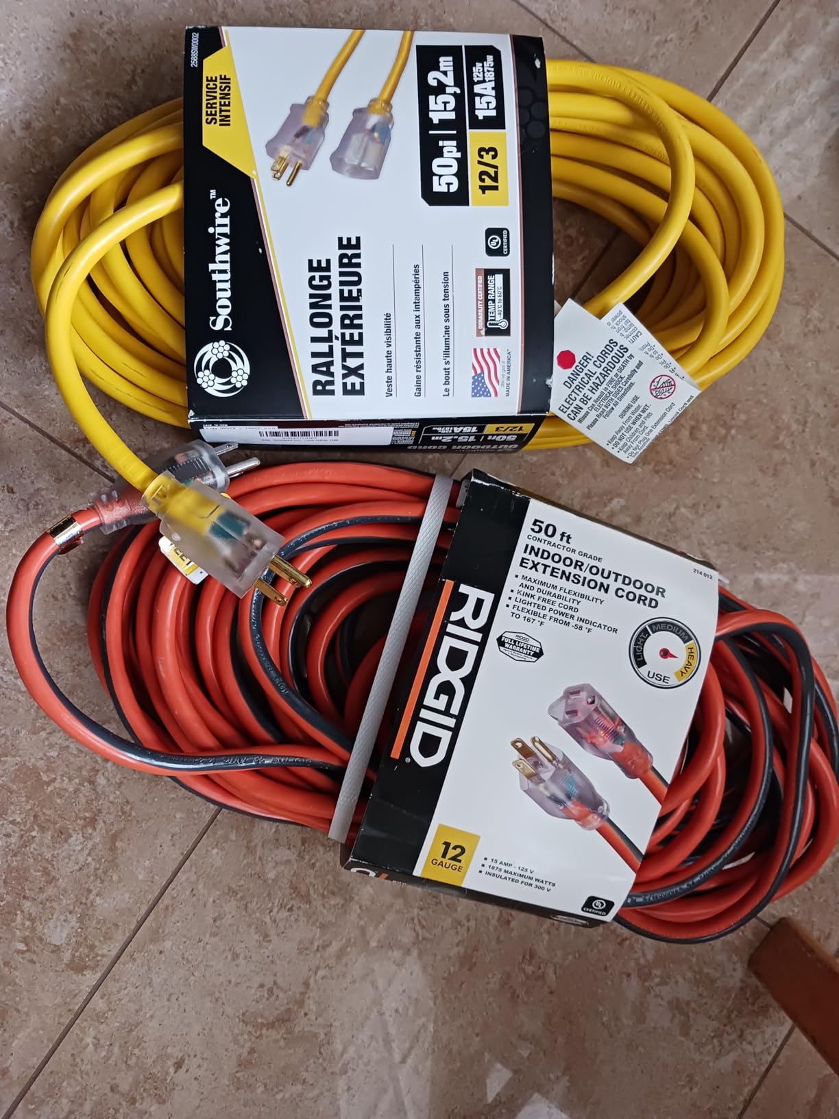 Southwire Outdoor Extension Cord – Durable Vinyl Jacket for For Farm, Ranch & Workshop - Lighted End With Reinforced Blades - SJTW, Yellow - 12 Gauge, 3 Prong - 50 Feet customer photo 2