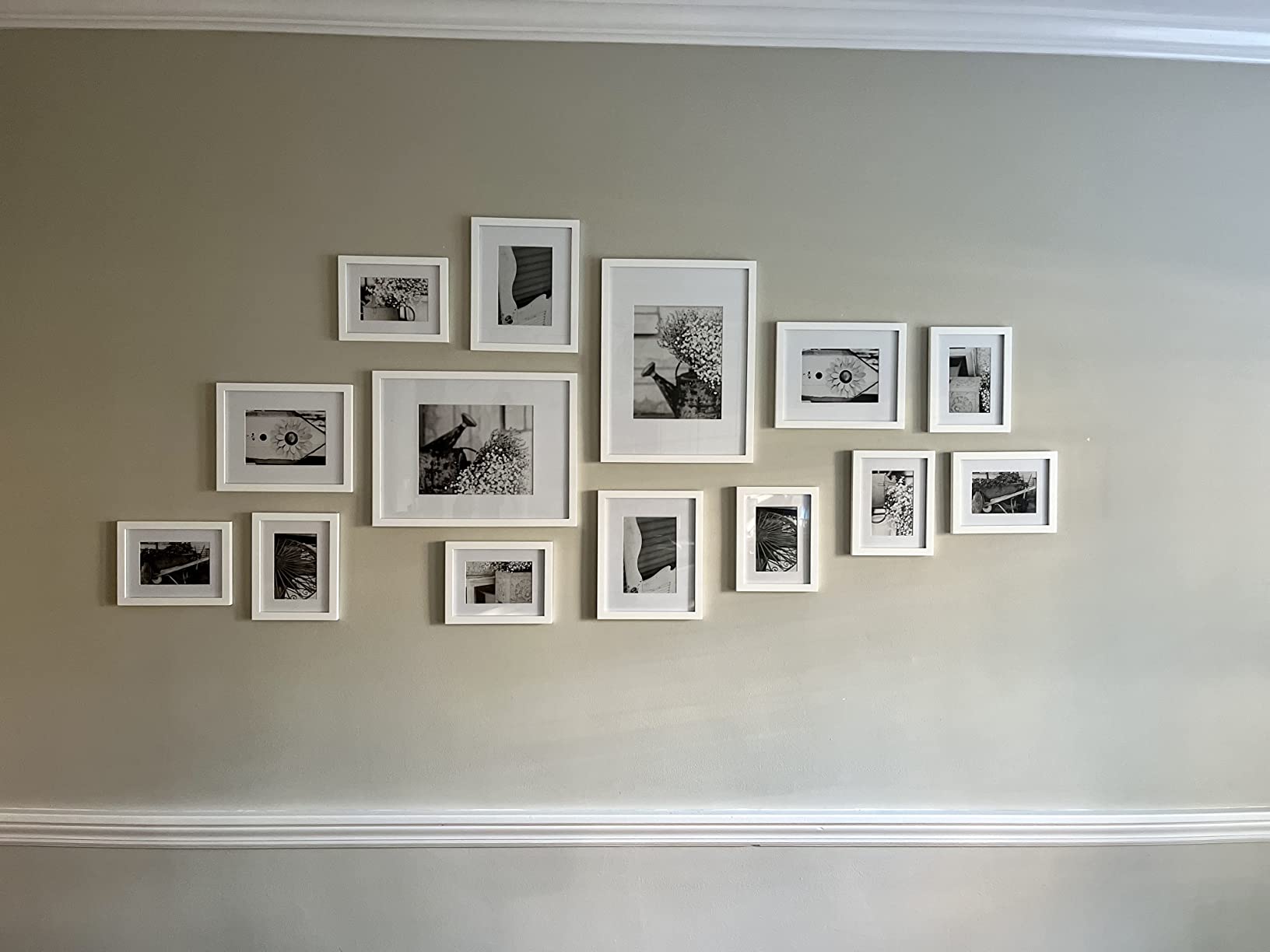 Gallery Perfect Multi-Size Picture Frame Set 7 Pack, Black Gallery Wall Frames with Hanging Hardware, Clear Glass - One 12x16, Two 8x10, Four 6x8 Matted Photo Frames for Wall Display customer photo 2