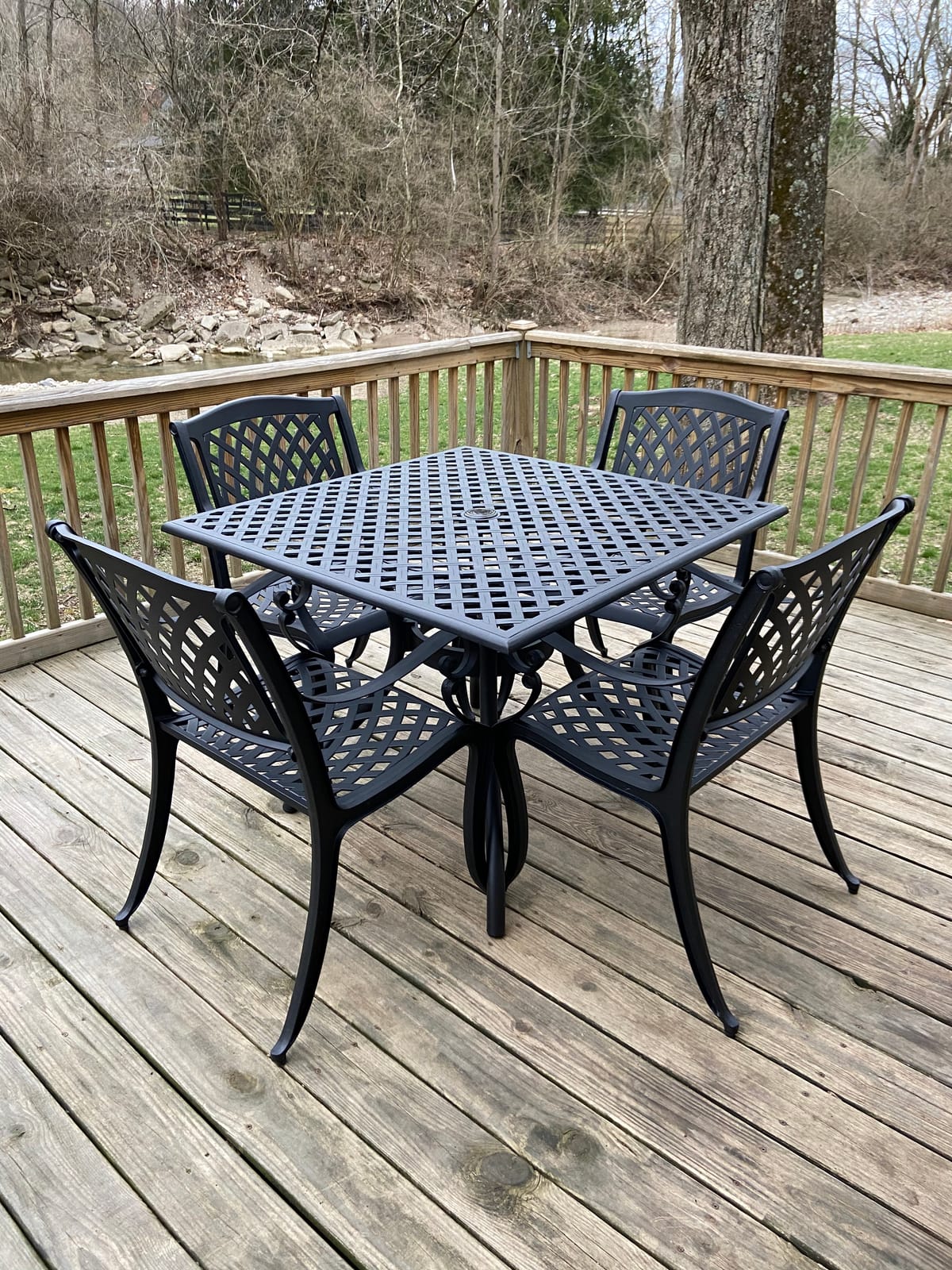 Christopher Knight Home Hallandale Cast Aluminum Outdoor Dining Set, 5-Pcs Set, Black Sand customer photo 1