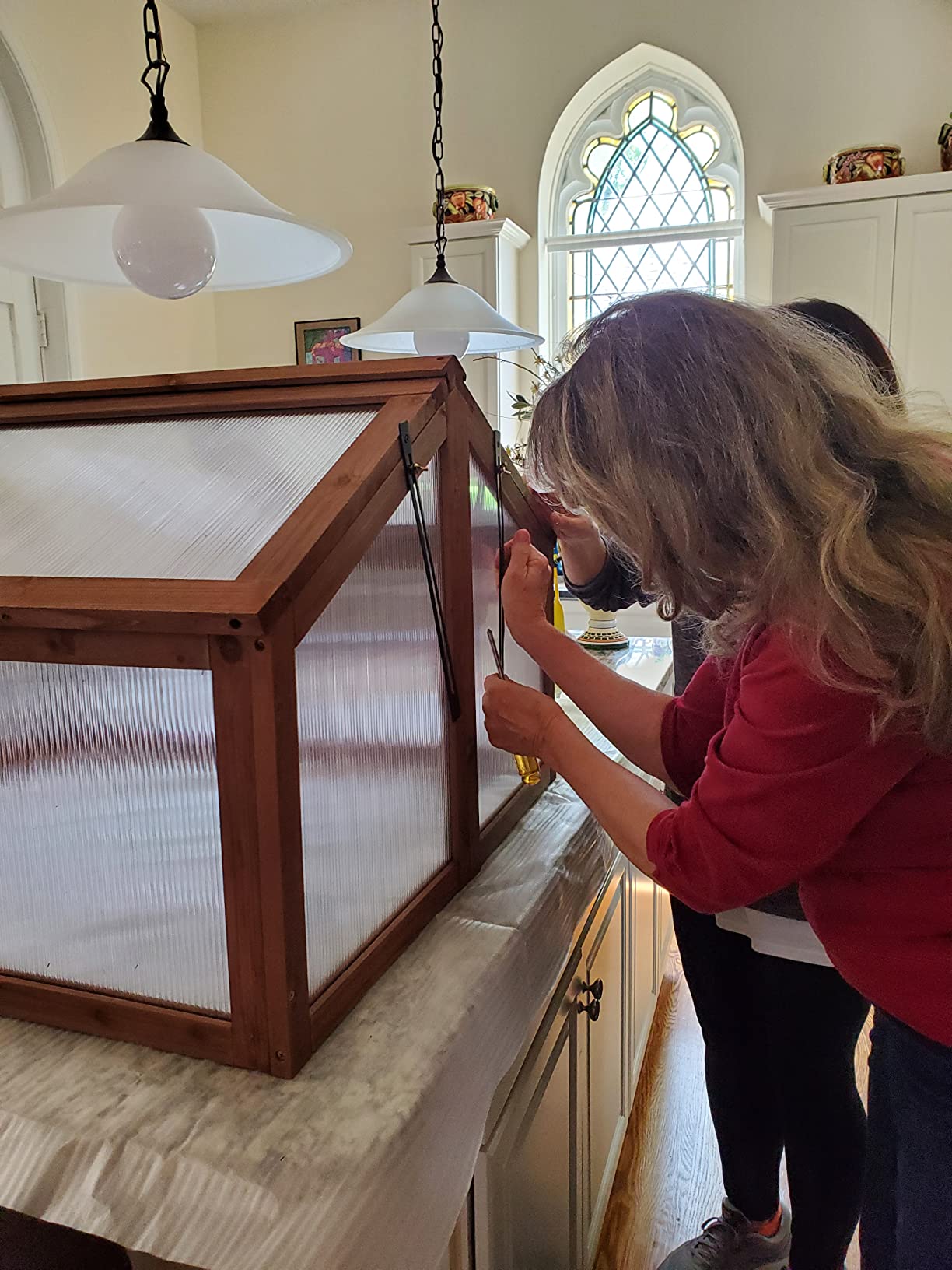 GIANTEX Wood Cold Frame with Flip-Top Roof, Mini Greenhouse 37''×25''×16'' customer photo 1