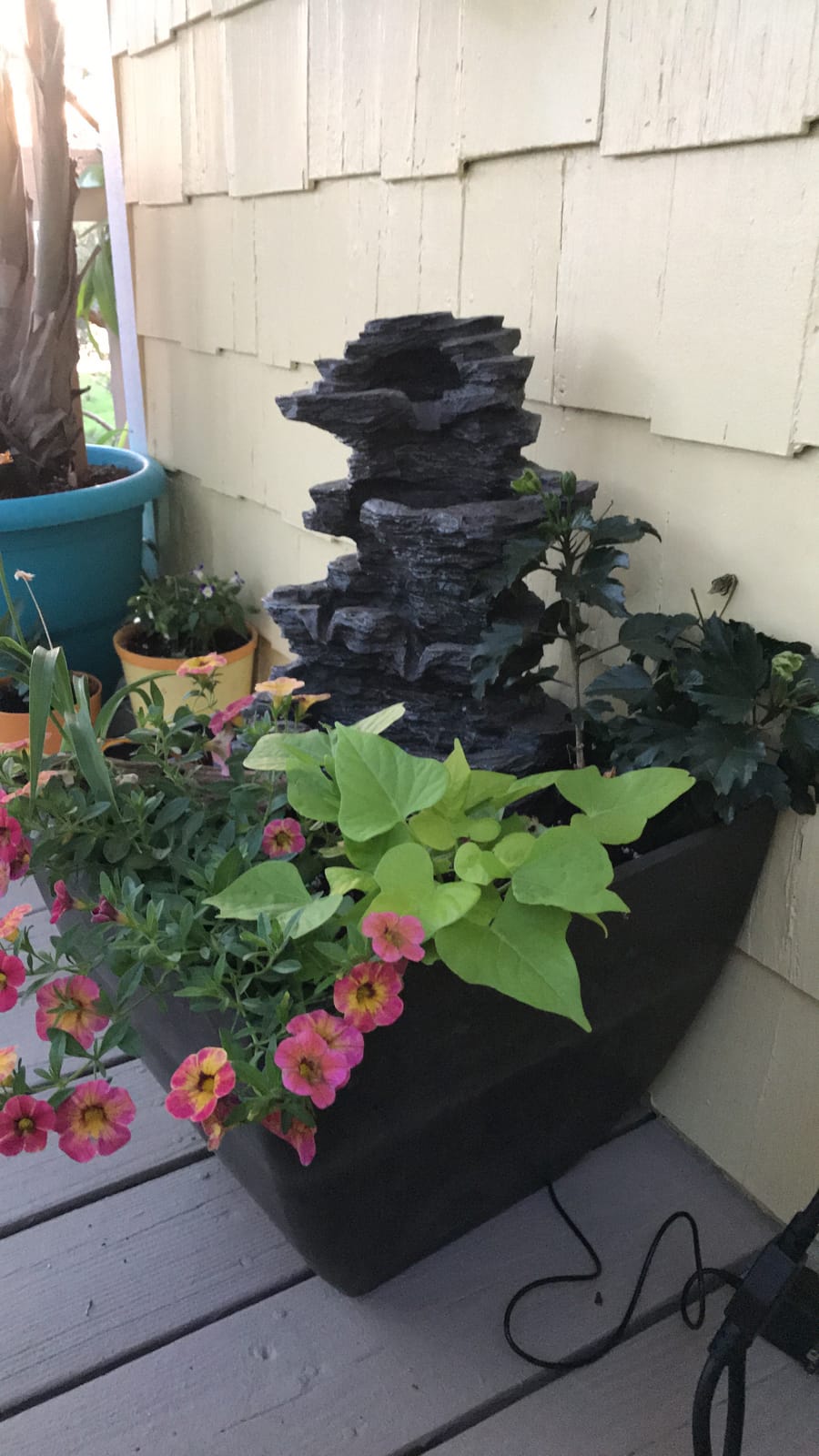 Pure Garden Tabletop Cascading Rock Waterfall Fountain with Lights, Gray customer photo 2