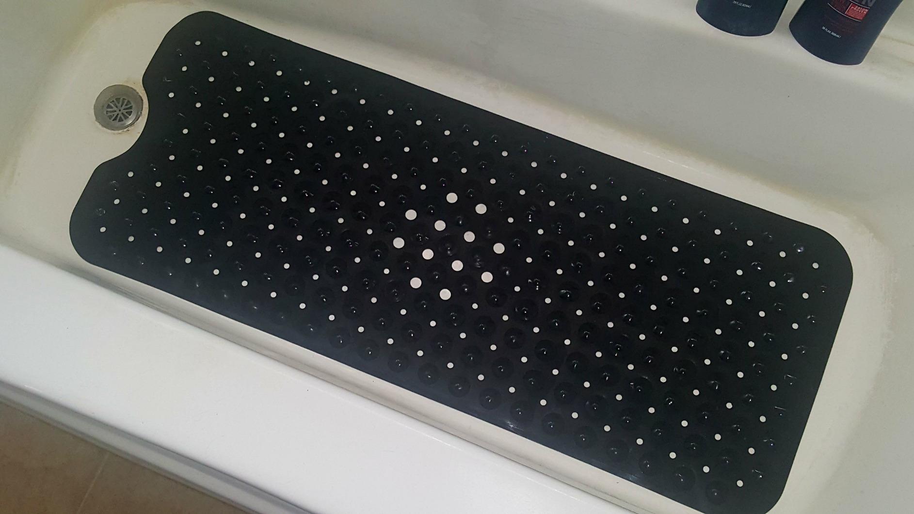 AmazerBath Shower Mat Non Slip 40 x 16 Inches, Shower Stall Mats with Suction Cups and Drain Holes, Non Slip Bath Mat for Tub for Elderly & Kids, Clear customer photo 2