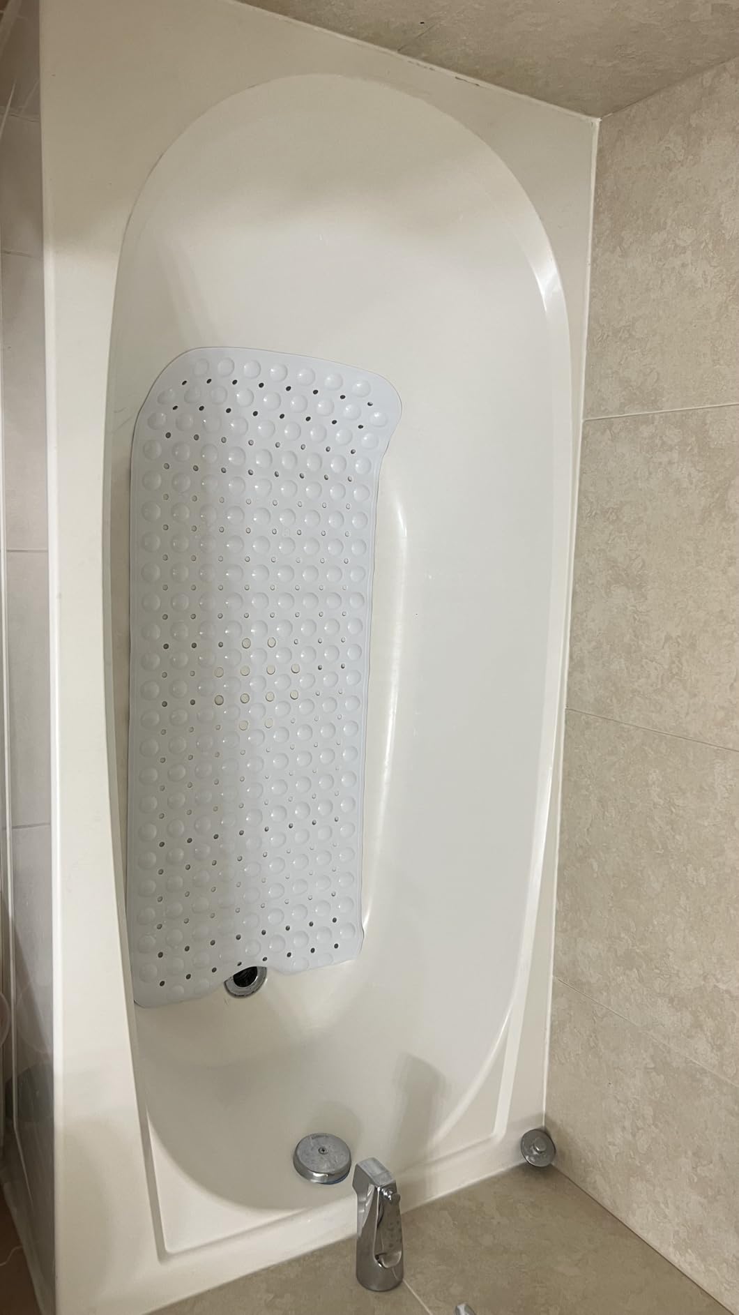 YINENN Bath and Shower Safety Mats 40x16 inch, Non Slip with Suction Cups for Bathroom Stall and Tub Floor, Extra Large and Machine Washable, Drain Holes Keep Bathtub Clean, Clear customer photo 2