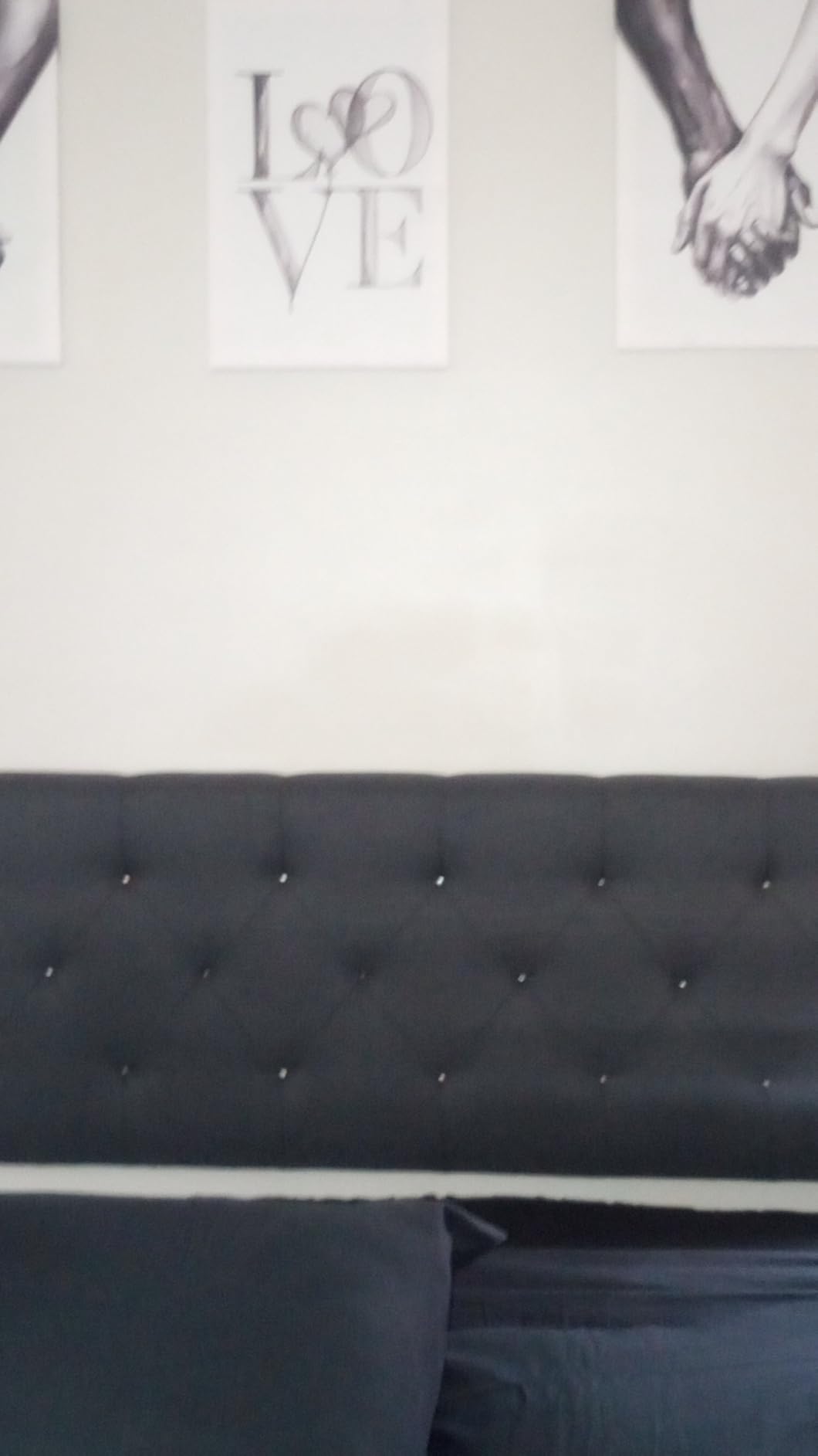 Lucid Mid-Rise Upholstered Headboard - Diamond Tufted - Padded Polyester - Adjustable Height from 34” to 46” - Easy Assembly - Bed Frame or Wall Mount - Sturdy - Stone - King / Cal King Size customer photo 1