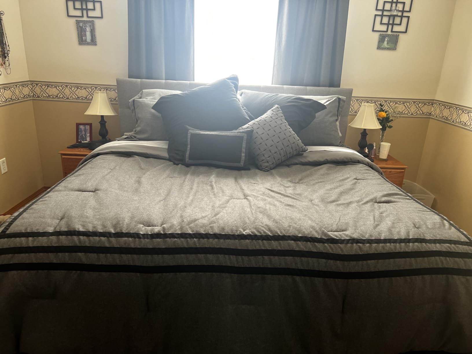 Lucid Mid-Rise Upholstered Headboard - Diamond Tufted - Padded Polyester - Adjustable Height from 34” to 46” - Easy Assembly - Bed Frame or Wall Mount - Sturdy - Stone - King / Cal King Size customer photo 2