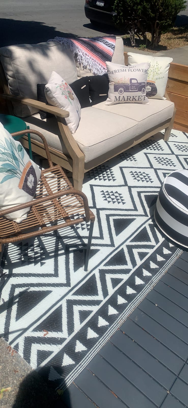 Signature Design by Ashley Clare View Outdoor Loveseat with Cushion, Beige customer photo 2