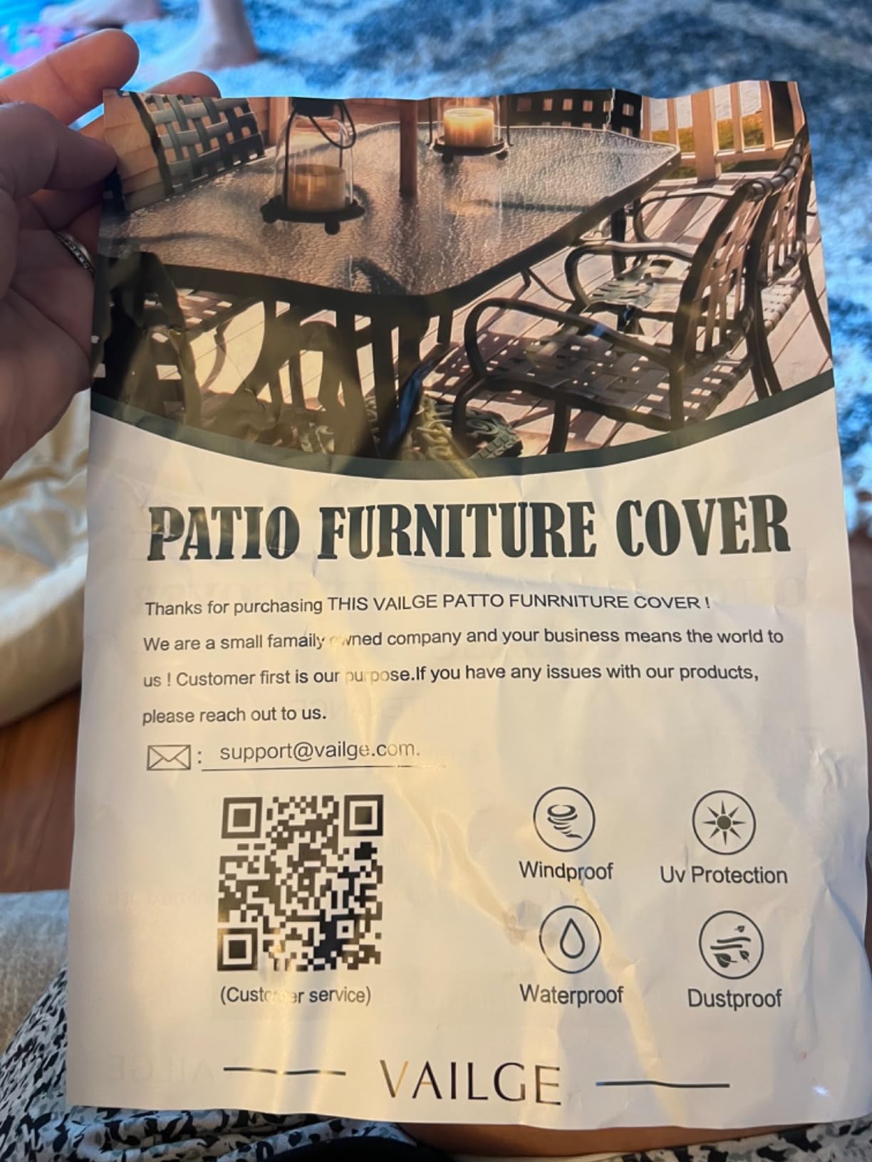 Outdoor Coffee Table Cover,Patio Table Furniture Cover Waterproof Rectangle customer photo 1