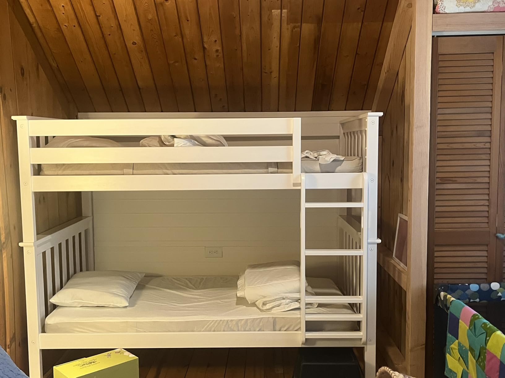 Max & Lily Bunk Bed Twin Over Twin, Solid Wood Bunk Bed Frame with Ladder for Kids, 14