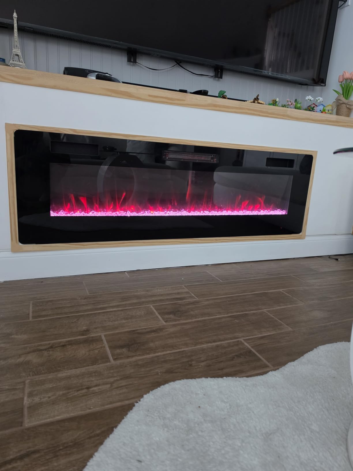R.W.FLAME 30 inch Recessed and Wall Mounted Electric Fireplace, Low Noise,Fit for 2 x 4 and 2 x 6 Stud, Remote Control with Timer,Touch Screen,Adjustable Flame Color and Speed, 750-1500W customer photo 2