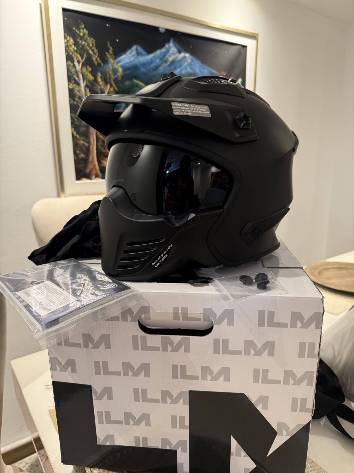 ILM Open Face Motorcycle 3/4 Half Helmet for Dirt Bike Moped ATV UTV Motocross Electric Cruiser Scooter DOT Model 726X(Matte Black,L) customer photo 2