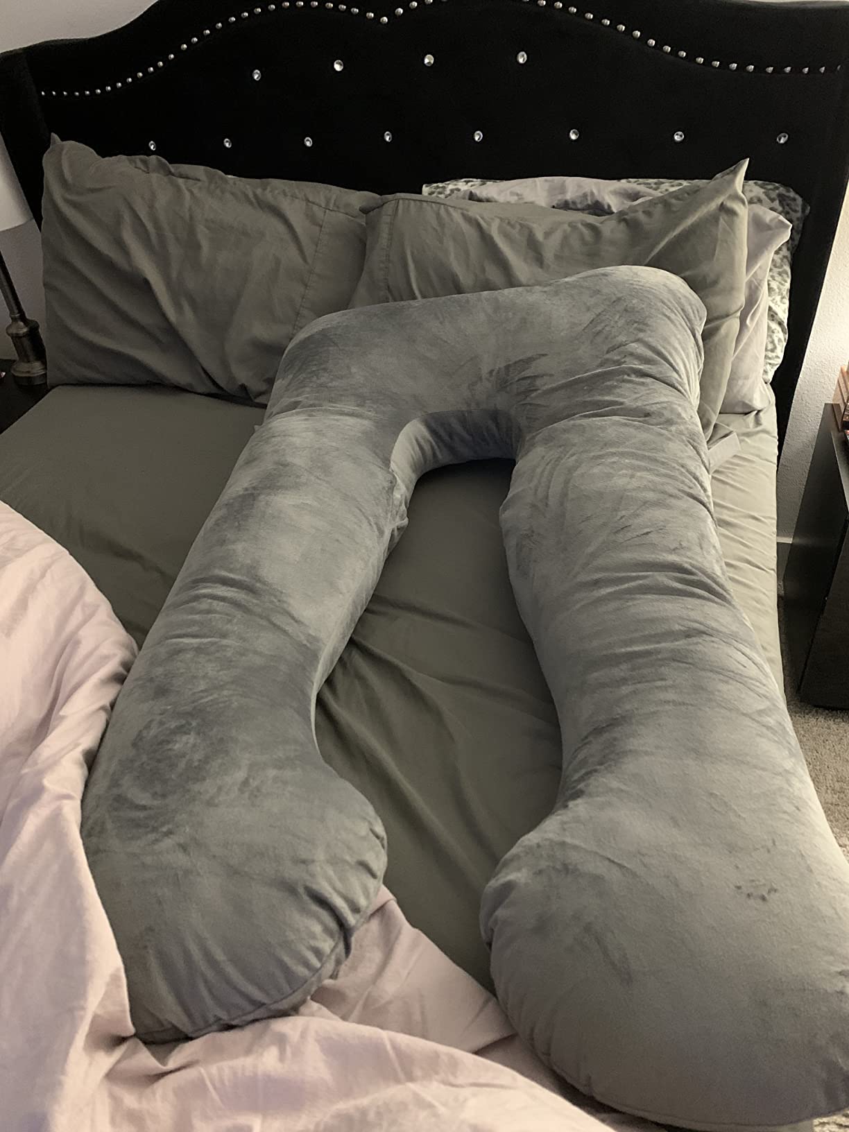 MOON PINE Pregnancy Pillow, U Shaped Full Body Pillow for Maternity Support, Sleeping Pillow with Cover for Pregnant Women (Grey)… customer photo 2