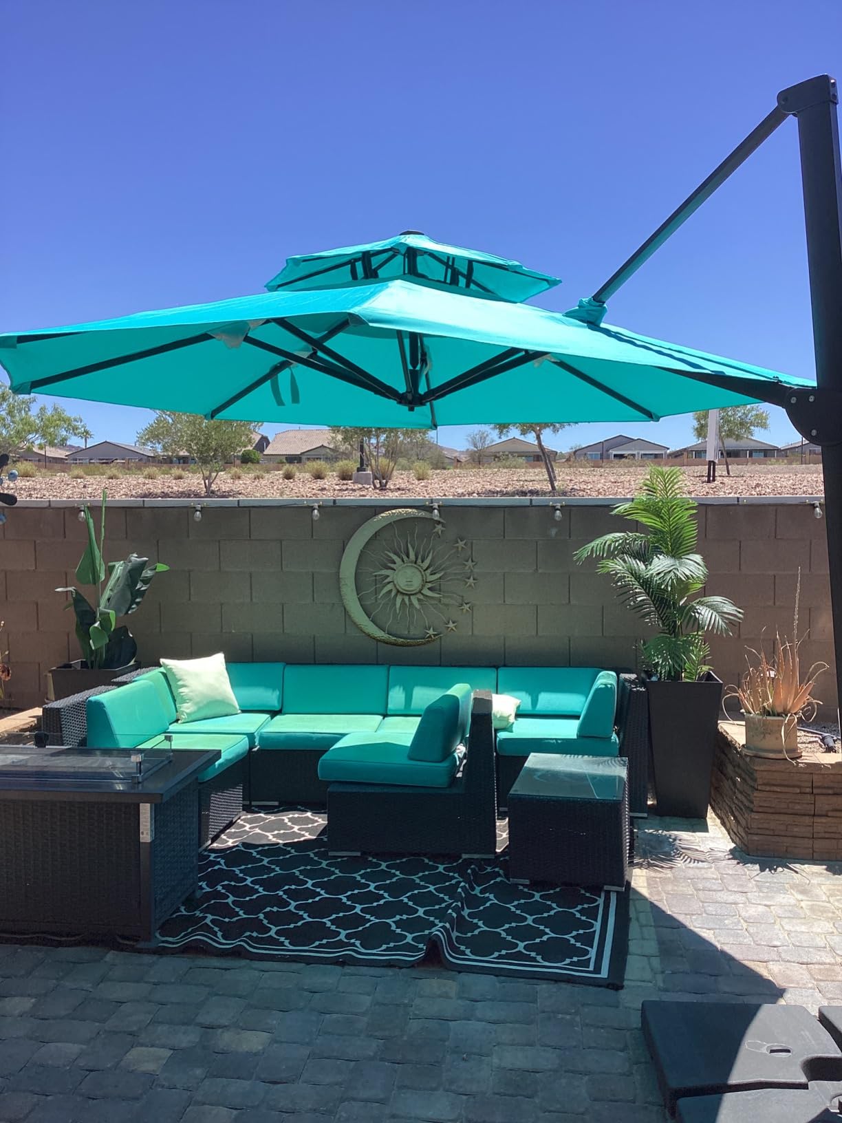 Sunnyglade 11FT Double Top Cantilever Patio Umbrella Deluxe Offset Tan customer photo 1