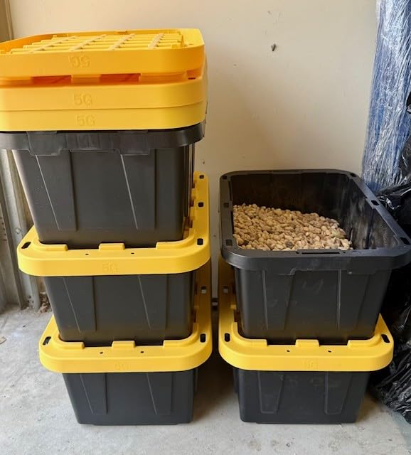 BLACK & YELLOW 5-Gallon Stackable Plastic Storage Bins with Lids, 6 Pack customer photo 1