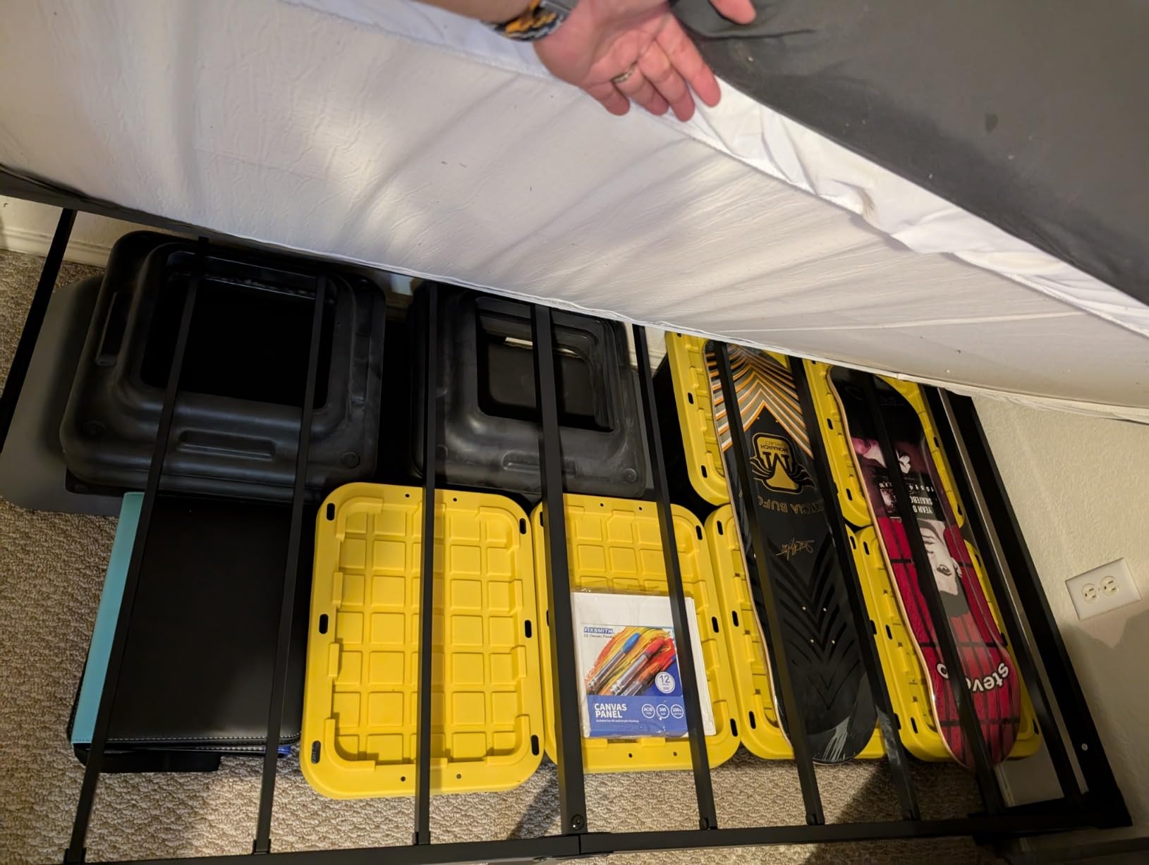 BLACK & YELLOW 5-Gallon Stackable Plastic Storage Bins with Lids, 6 Pack customer photo 2