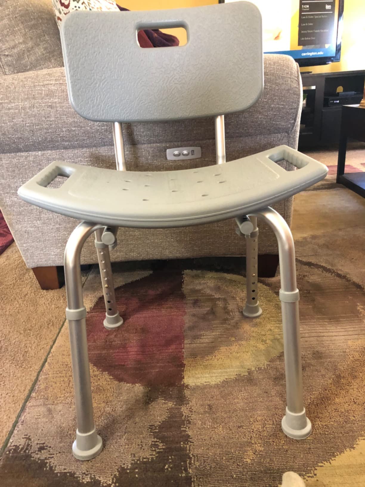 Medline Bath Chair, Bench, Seat, Stool for Disabled, Seniors & Elderly Bathroom Transfer Inside Shower/Tub/Bathtub – 400 Lbs. Capacity, Gray customer photo 2