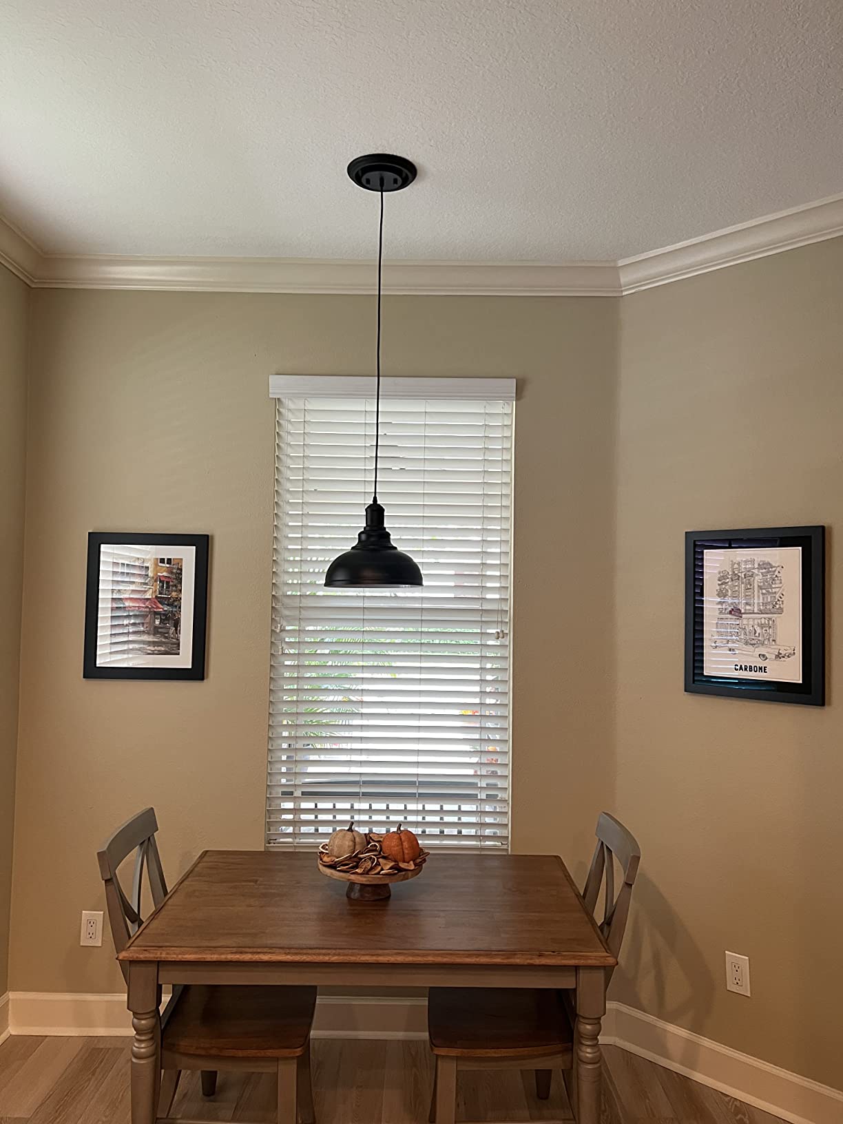 LOEHINLE Pendant Lighting Vintage Industrial Fixtures, Black Metal Farmhouse Lights, Ceiling Lamp for Kitchen Home Island Dining Room Bedroom, 11.4 inches customer photo 2