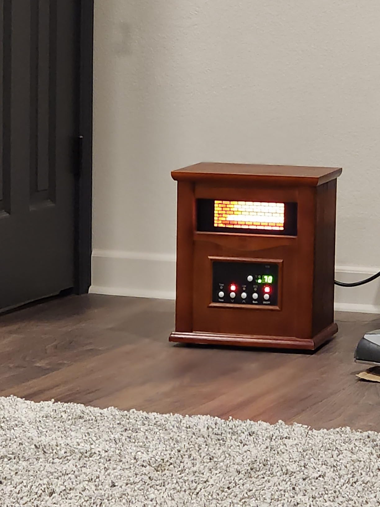 Electric Infrared Space Heaters for Indoor Room Use, LifePlus 1500W Box Space Heater with Wood Frame, Remote Control and Timer, Multiple Security Protections, Nice for Living Room Home Office customer photo 2