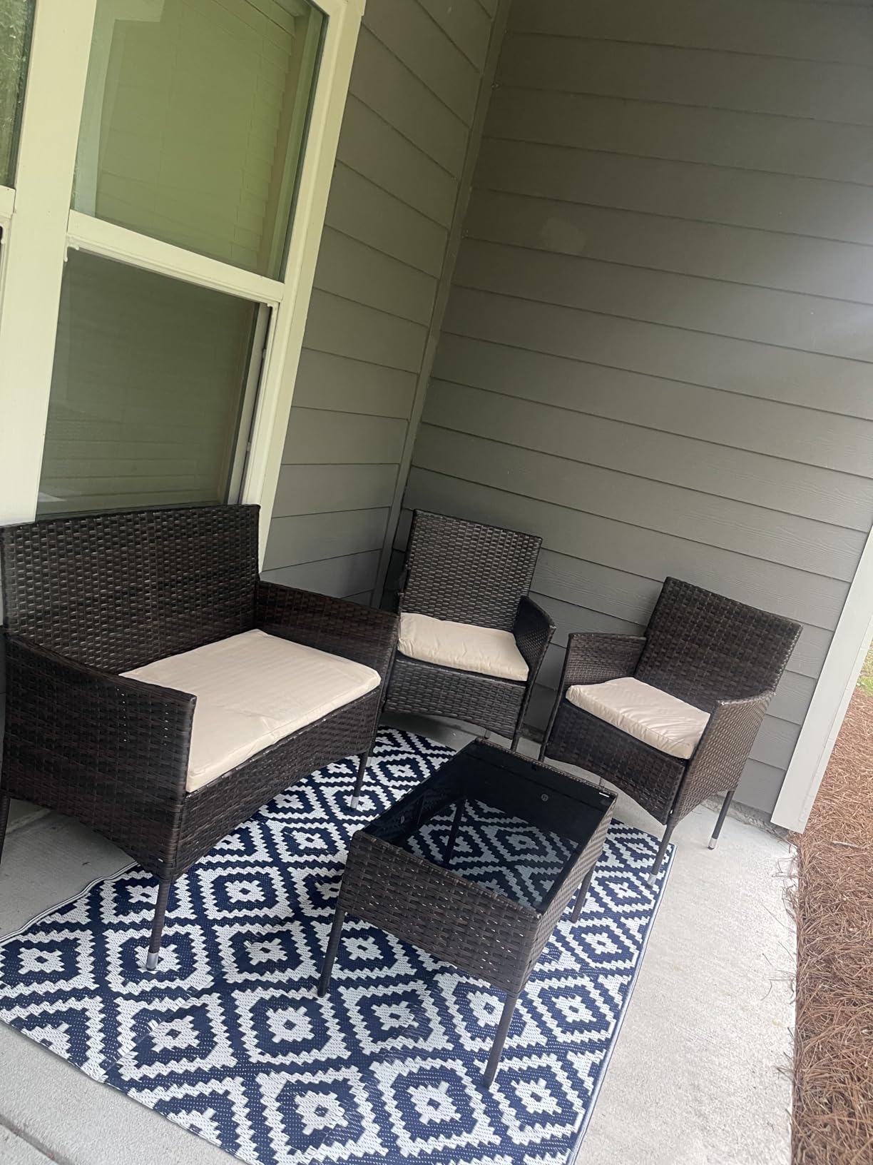 Devoko 4 Pieces Outdoor Patio Furniture Set, PE Rattan Wicker Chairs(Brown) customer photo 1