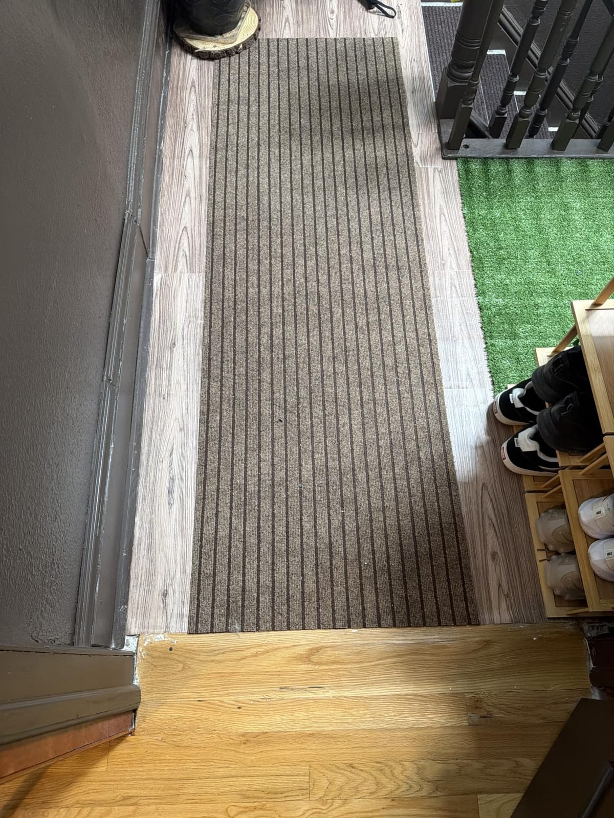 Custom Size Backed Non-Slip Area Rugs Runner, Easy Clean, Waterproof Runner Rugs for Hallway Entryway, Kitchen, Laundry, 2FT x 6FT, Gray Stripe customer photo 1