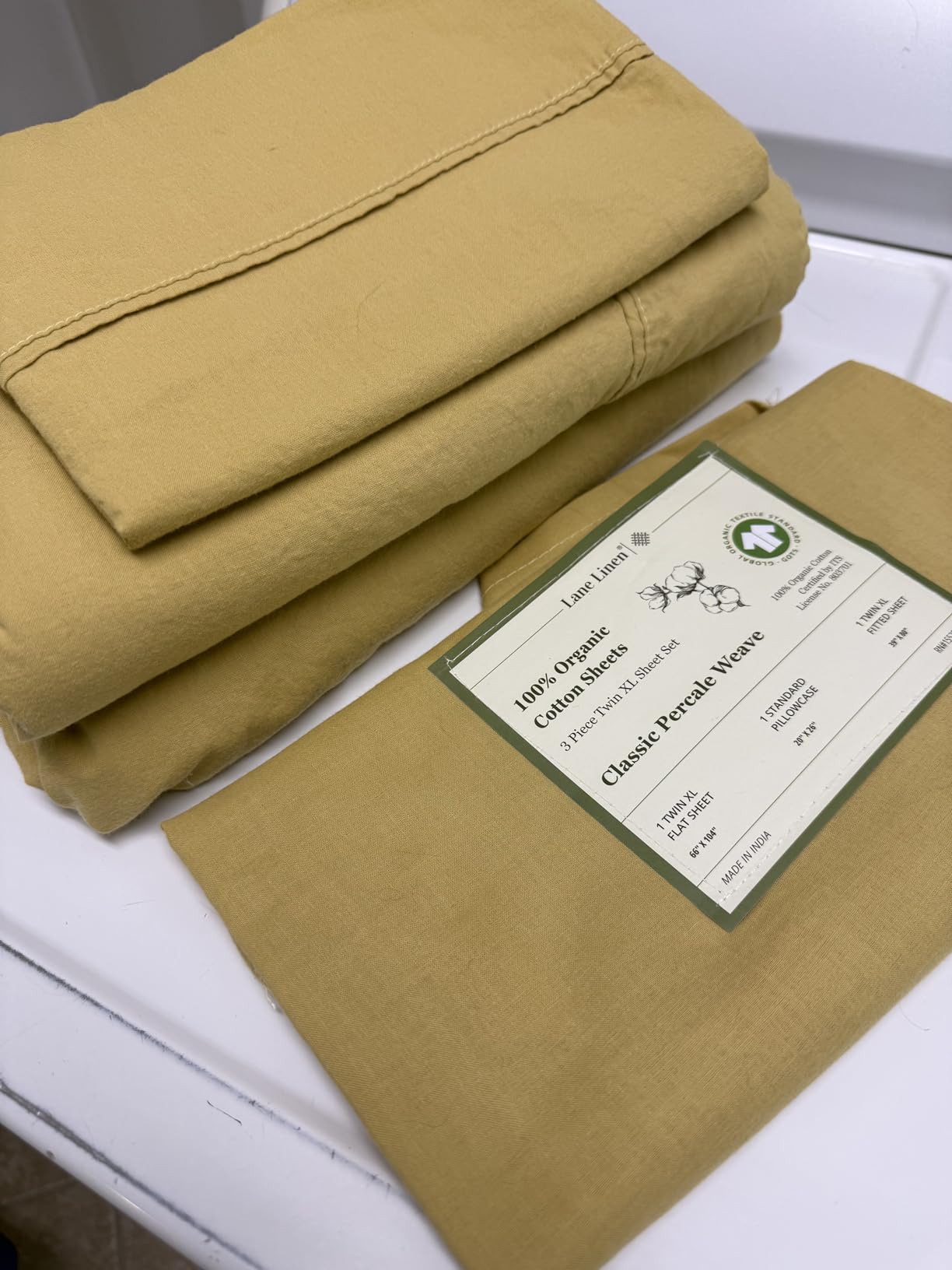 LANE LINEN King Sheets 100% Organic Cotton 4pc Percale Cooling Soft - White customer photo 2