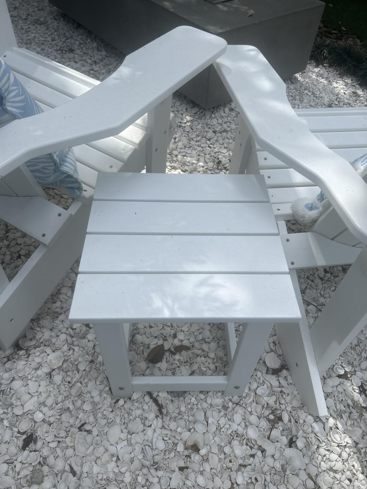 LZRS Patio Side Table, Heavy Duty HDPE Outdoor End Table with Wood Texture, Weatherproof Composite Table for Adirondack Chairs, Deck, Pool, Indoor/Outdoor, No Peeling or Cracking(Black) customer photo 1