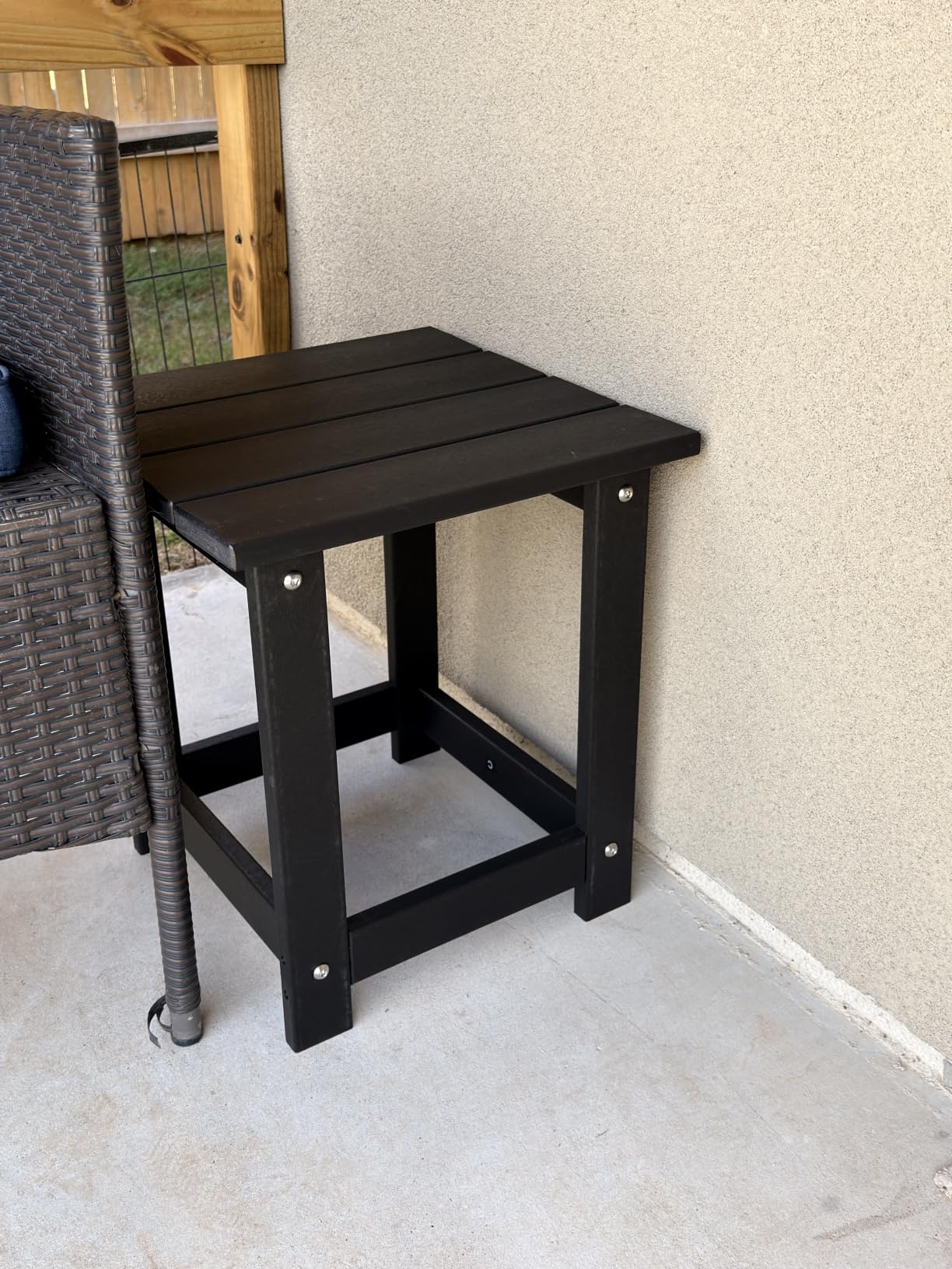 LZRS Patio Side Table, Heavy Duty HDPE Outdoor End Table with Wood Texture, Weatherproof Composite Table for Adirondack Chairs, Deck, Pool, Indoor/Outdoor, No Peeling or Cracking(Black) customer photo 2