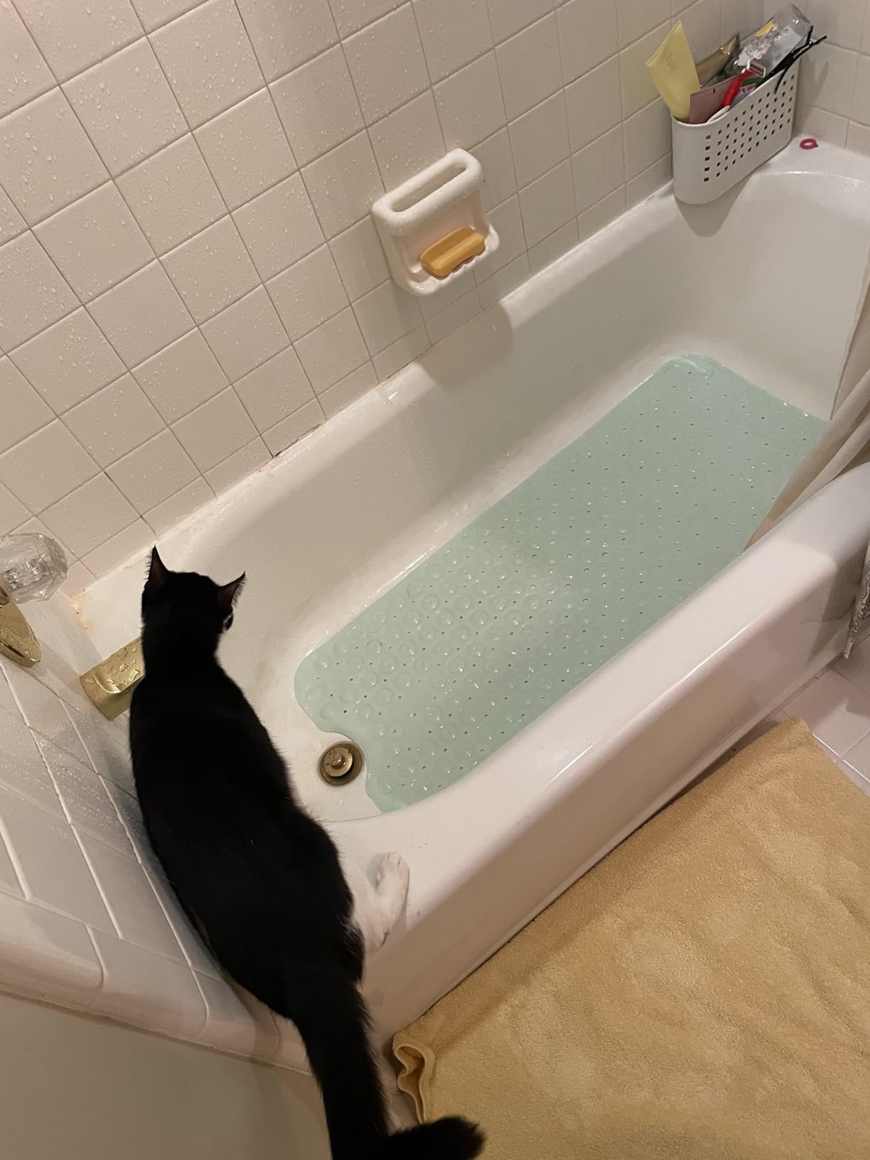 SlipX Solutions 39x16 Extra Long Non Slip Bath Mat, Tub & Shower, Navy customer photo 1